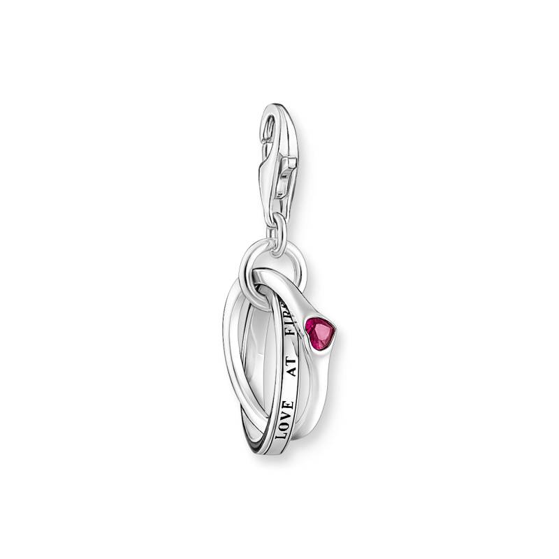 Thomas Sabo Charm-Anhänger Together-Ring mit rotem Stein Silber rot 2070-639-10 von Thomas Sabo