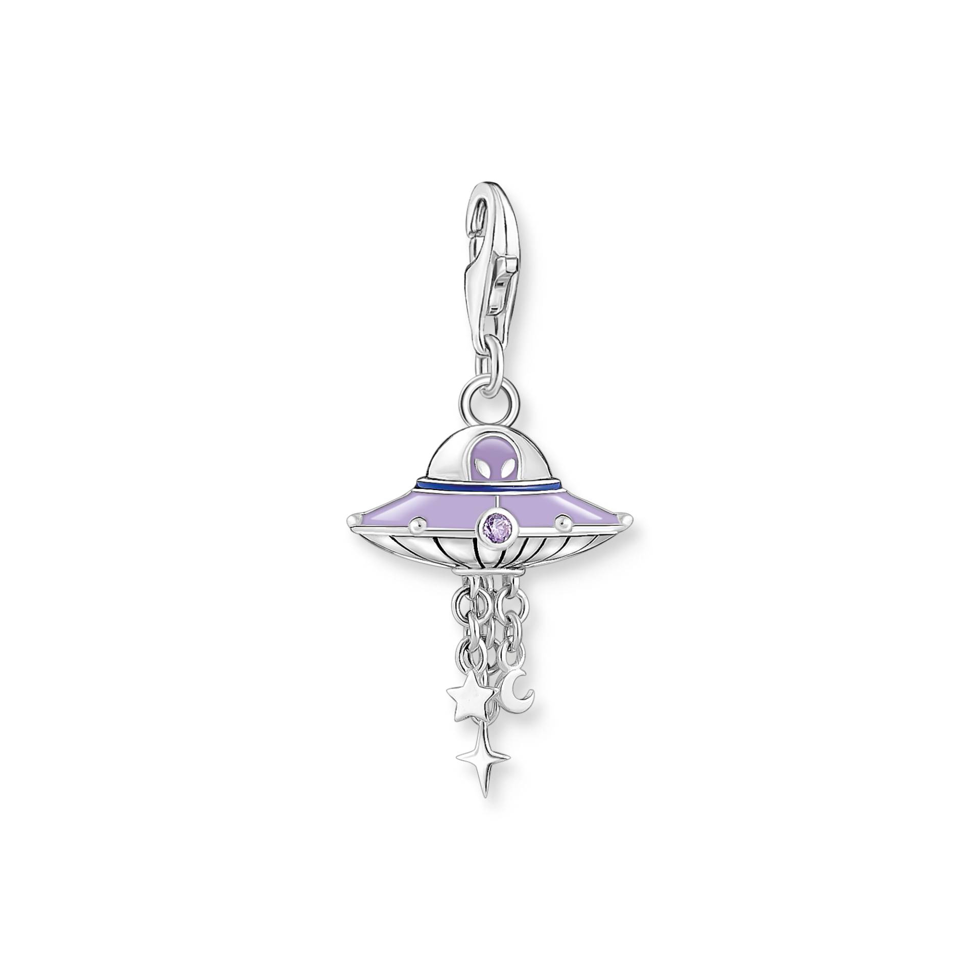 Thomas Sabo Charm-Anhänger Ufo mit bunten Steinen und Kaltemaille Silber geschwärzt mehrfarbig 2045-691-7 von Thomas Sabo