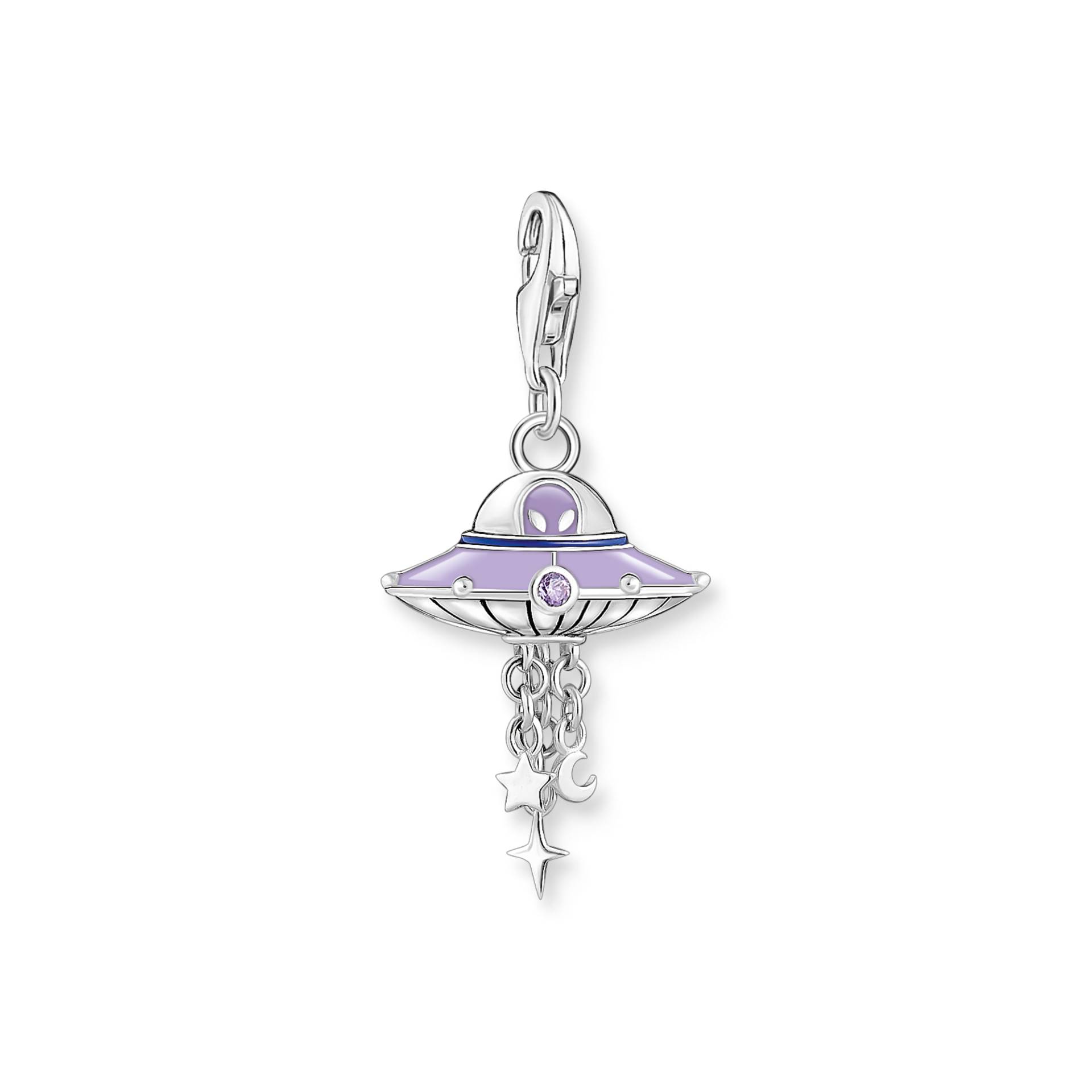 Thomas Sabo Charm-Anhänger Ufo mit bunten Steinen und Kaltemaille Silber geschwärzt mehrfarbig 2045-691-7 von Thomas Sabo