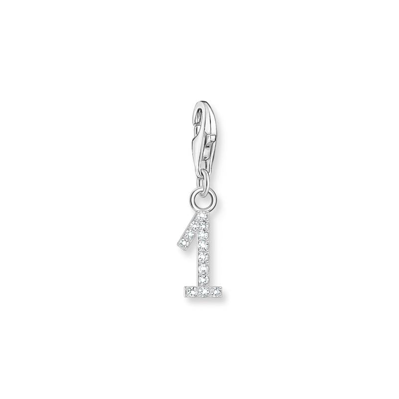 Thomas Sabo Charm-Anhänger Zahl 1 mit weißen Steinen Silber silberfarben 2125-051-21 von Thomas Sabo