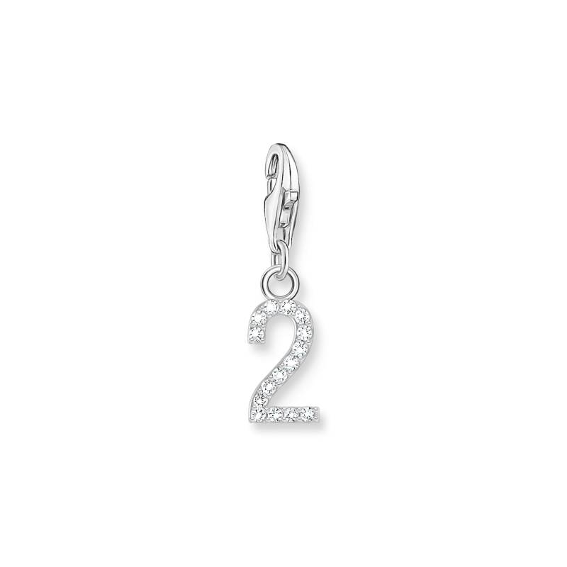 Thomas Sabo Charm-Anhänger Zahl 2 mit weißen Steinen Silber silberfarben 2126-051-21 von Thomas Sabo