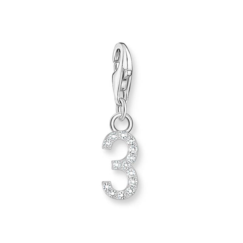 Thomas Sabo Charm-Anhänger Zahl 3 mit weißen Steinen Silber silberfarben 2127-051-21 von Thomas Sabo