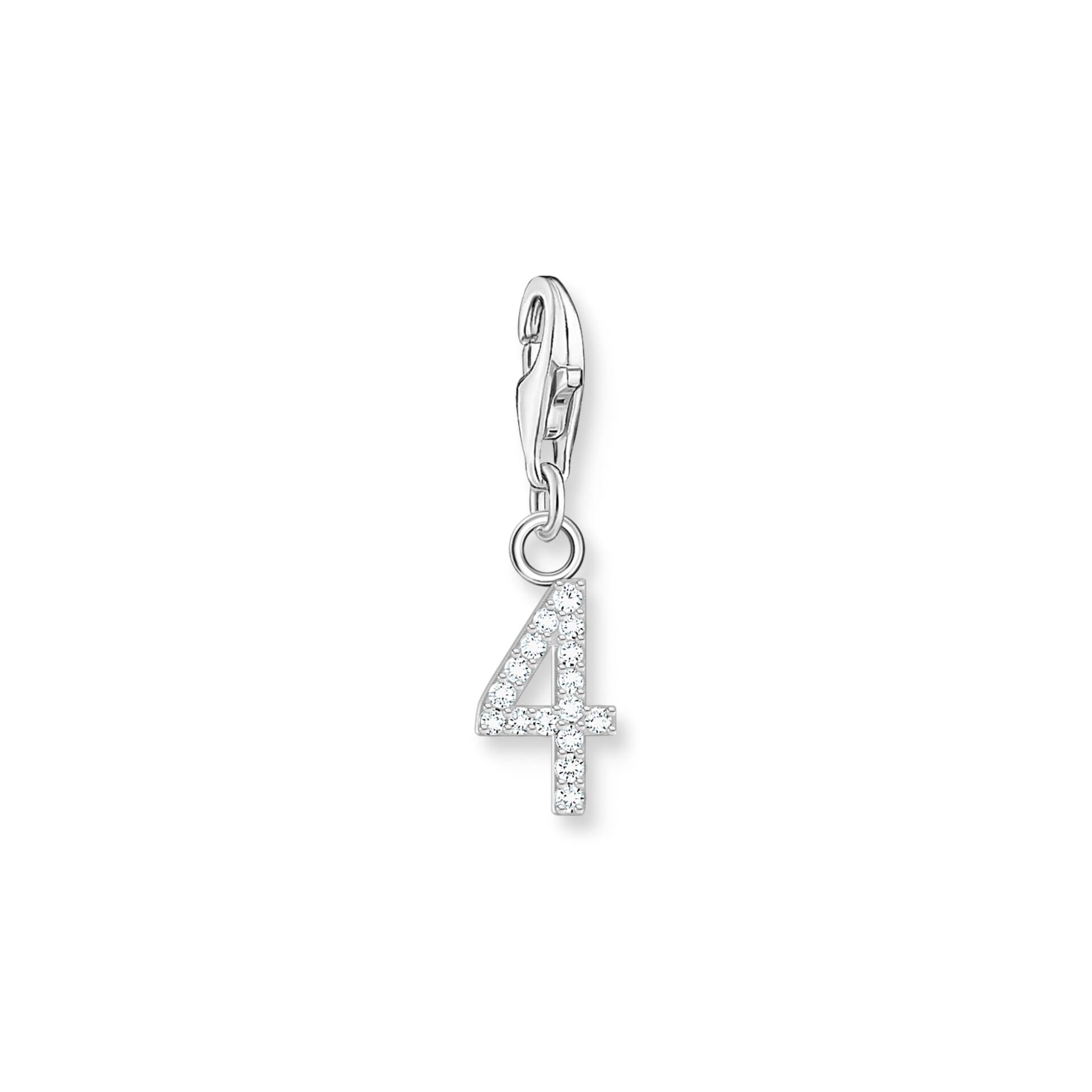 Thomas Sabo Charm-Anhänger Zahl 4 mit weißen Steinen Silber silberfarben 2128-051-21 von Thomas Sabo