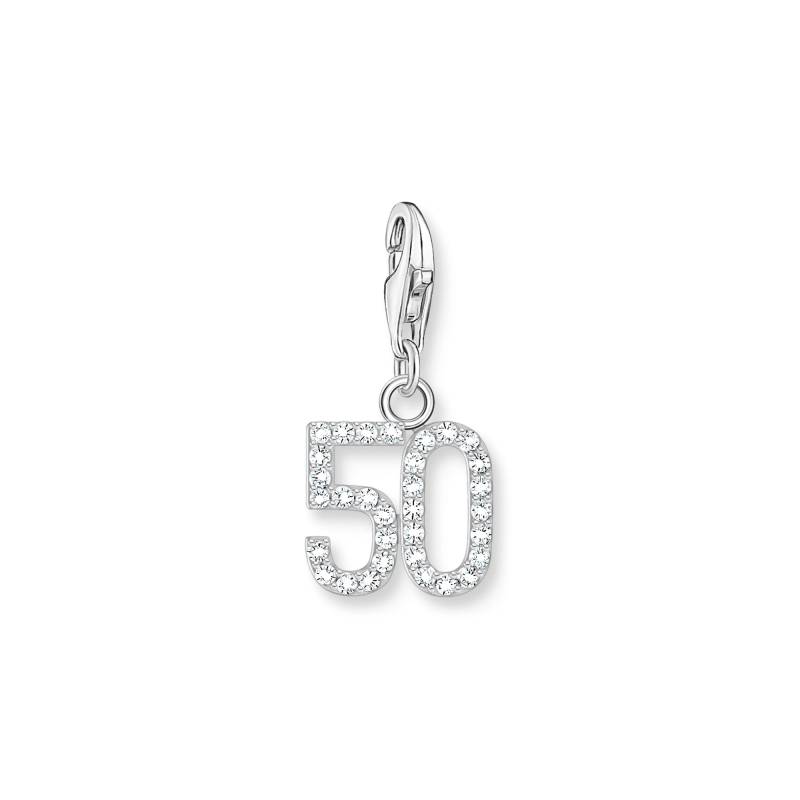 Thomas Sabo Charm-Anhänger Zahl 50 mit weißen Steinen Silber silberfarben 2138-051-21 von Thomas Sabo