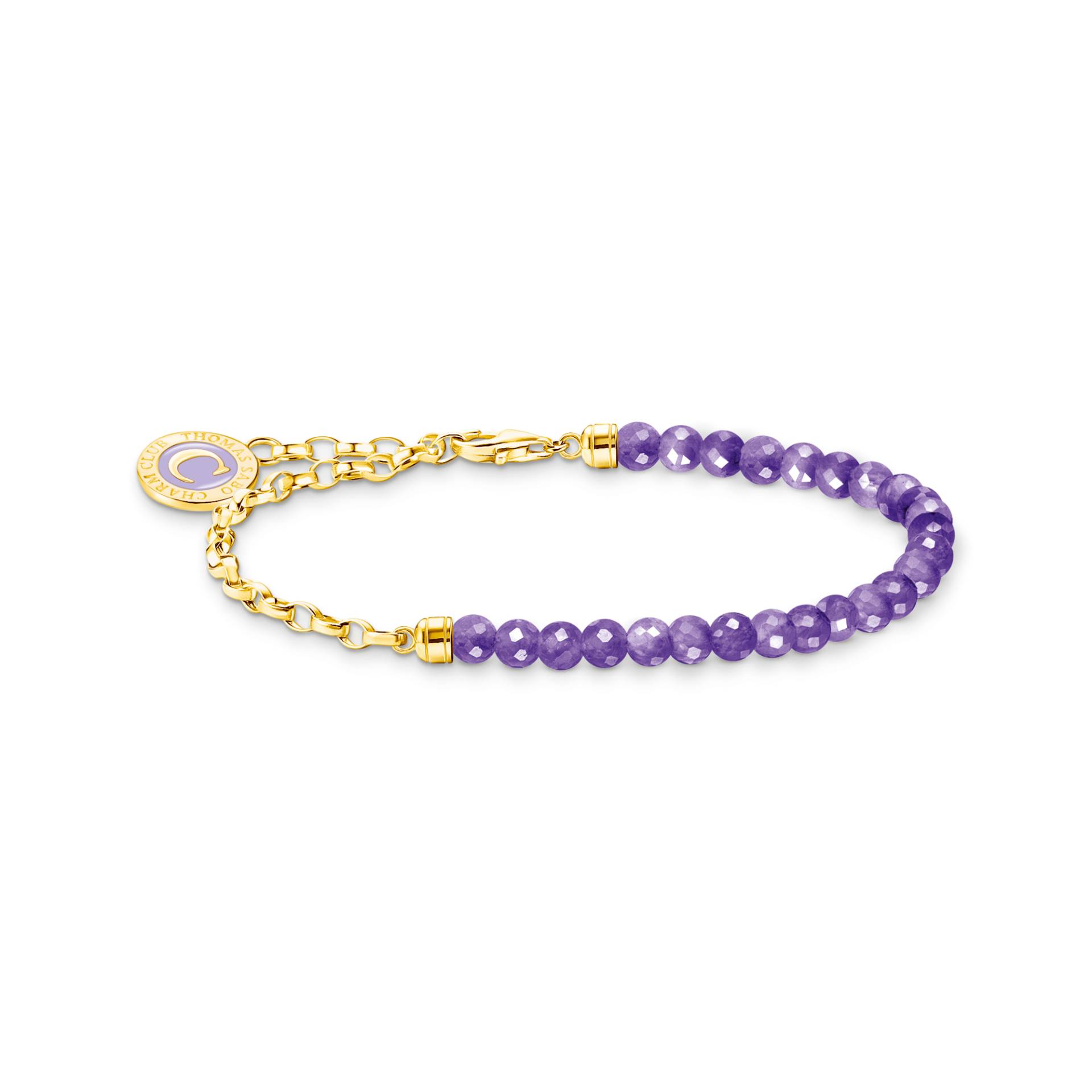 Thomas Sabo Charm-Armband mit Gliedern und imitiertem Amethyst vergoldet violett A2130-427-13-L13V von Thomas Sabo