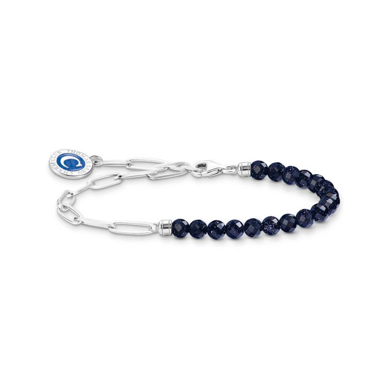 Thomas Sabo Charm-Armband mit dunkelblauen Beads und Coin Silber dunkelblau A2129-007-32-L15V von Thomas Sabo