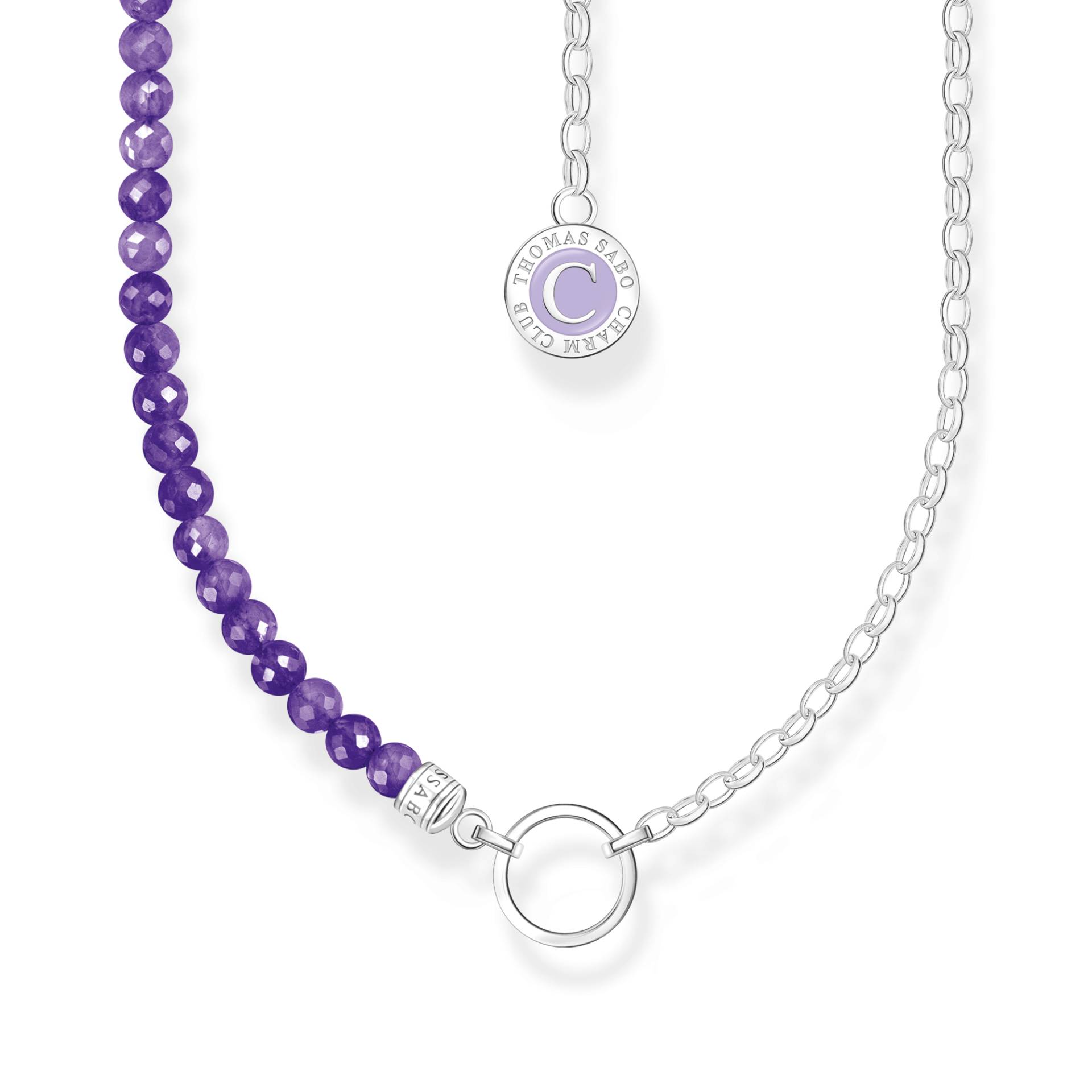 Thomas Sabo Charm-Kette mit Gliedern und imitiertem Amethyst Silber violett KE2190-007-13-L37V von Thomas Sabo