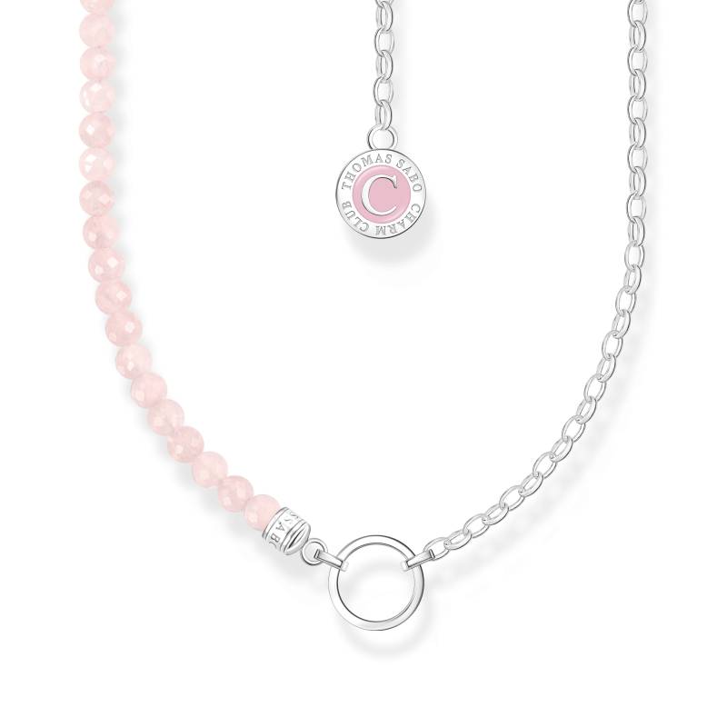 Thomas Sabo Charm-Kette mit Rosenquarz-Beads und Coin Silber pink KE2190-067-9-L45V von Thomas Sabo