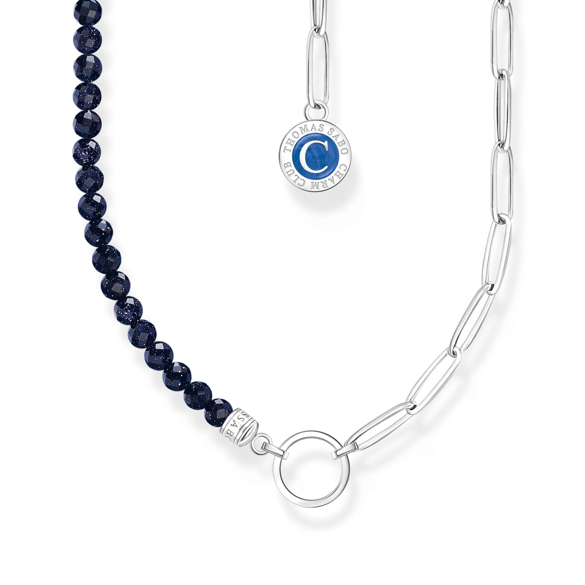 Thomas Sabo Charm-Kette mit dunkelblauen Beads und Coin Silber dunkelblau KE2189-007-32-L45V von Thomas Sabo