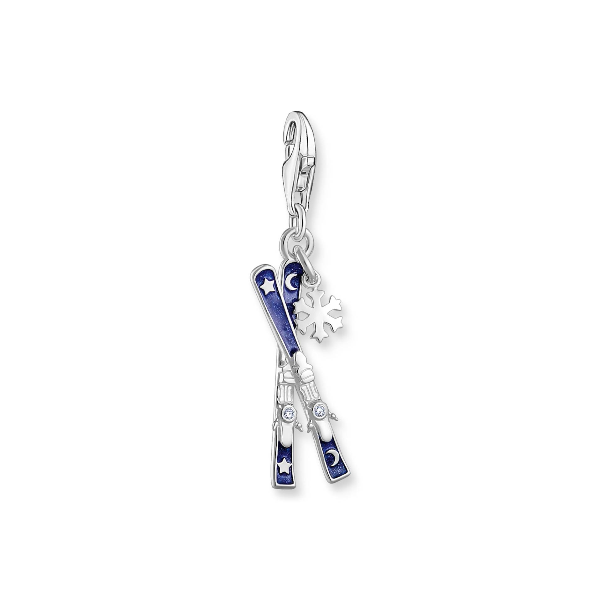 Thomas Sabo Charm-Anhänger Skier mit Schneeflocken Silber dunkelblau 2059-041-32 von Thomas Sabo