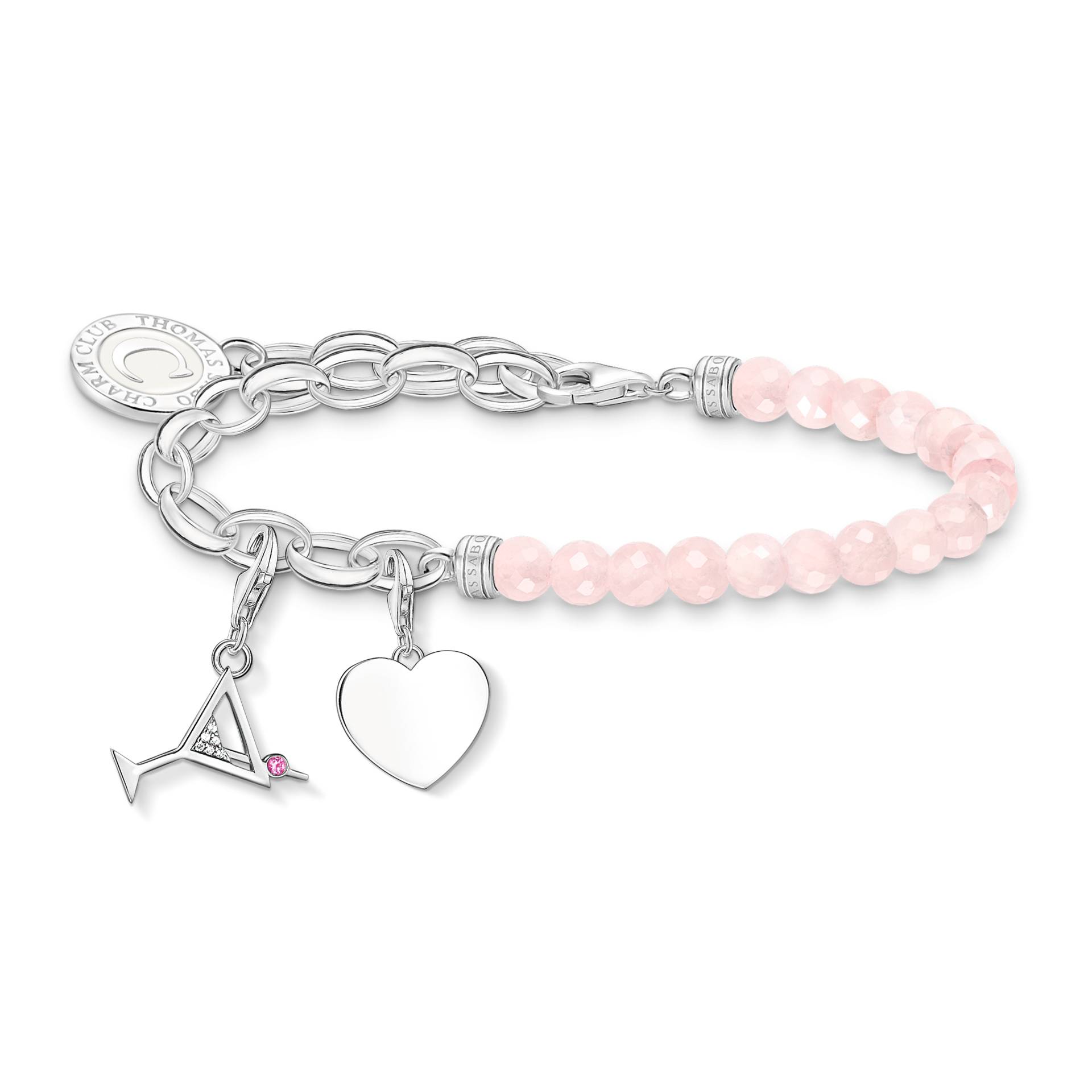 Thomas Sabo Cheers to Love Charm-Set: Armband mit Herz & Cocktail in Silber pink SET0698-035-9-L15V von Thomas Sabo