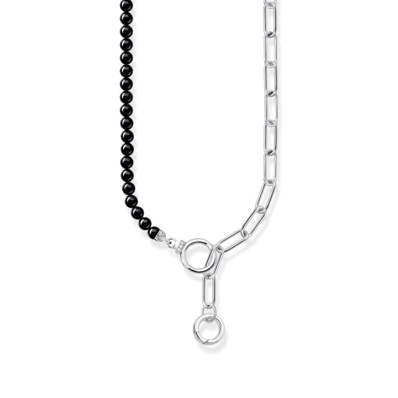 Thomas Sabo Collier aus Onyx-Beads und Gliederkette mit weißen Steinen Silber schwarz KE2193-027-11-L47V von Thomas Sabo