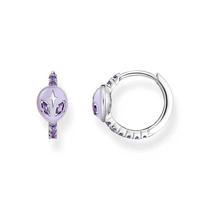 Thomas Sabo Creolen Alienkopf mit Kaltemaille und violetten Steinen Silber violett CR721-041-13 von Thomas Sabo