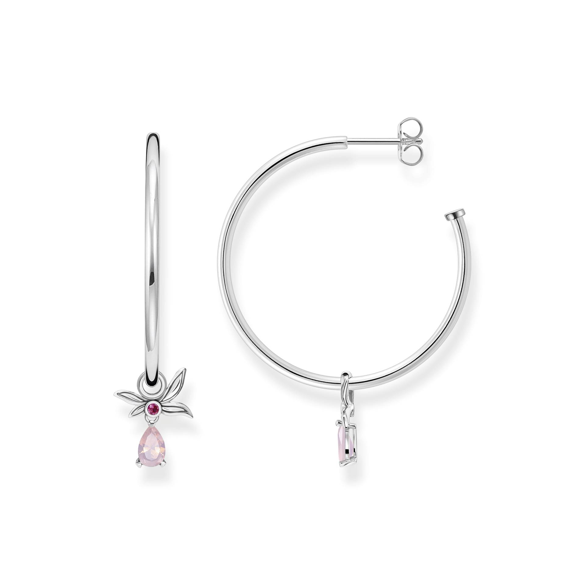 Thomas Sabo Creolen Blüte silber mit rosa Stein mehrfarbig CR662-348-7 von Thomas Sabo