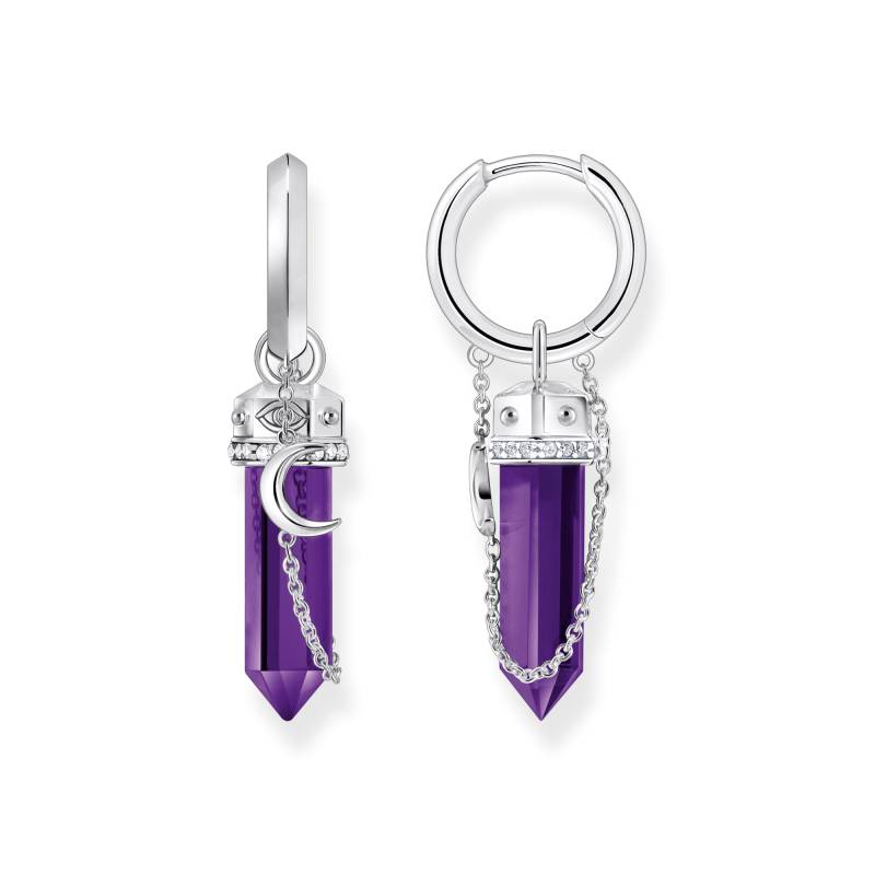 Thomas Sabo Creolen mit Anhänger mit imitiertem Amethyst Silber geschwärzt violett CR722-643-13 von Thomas Sabo