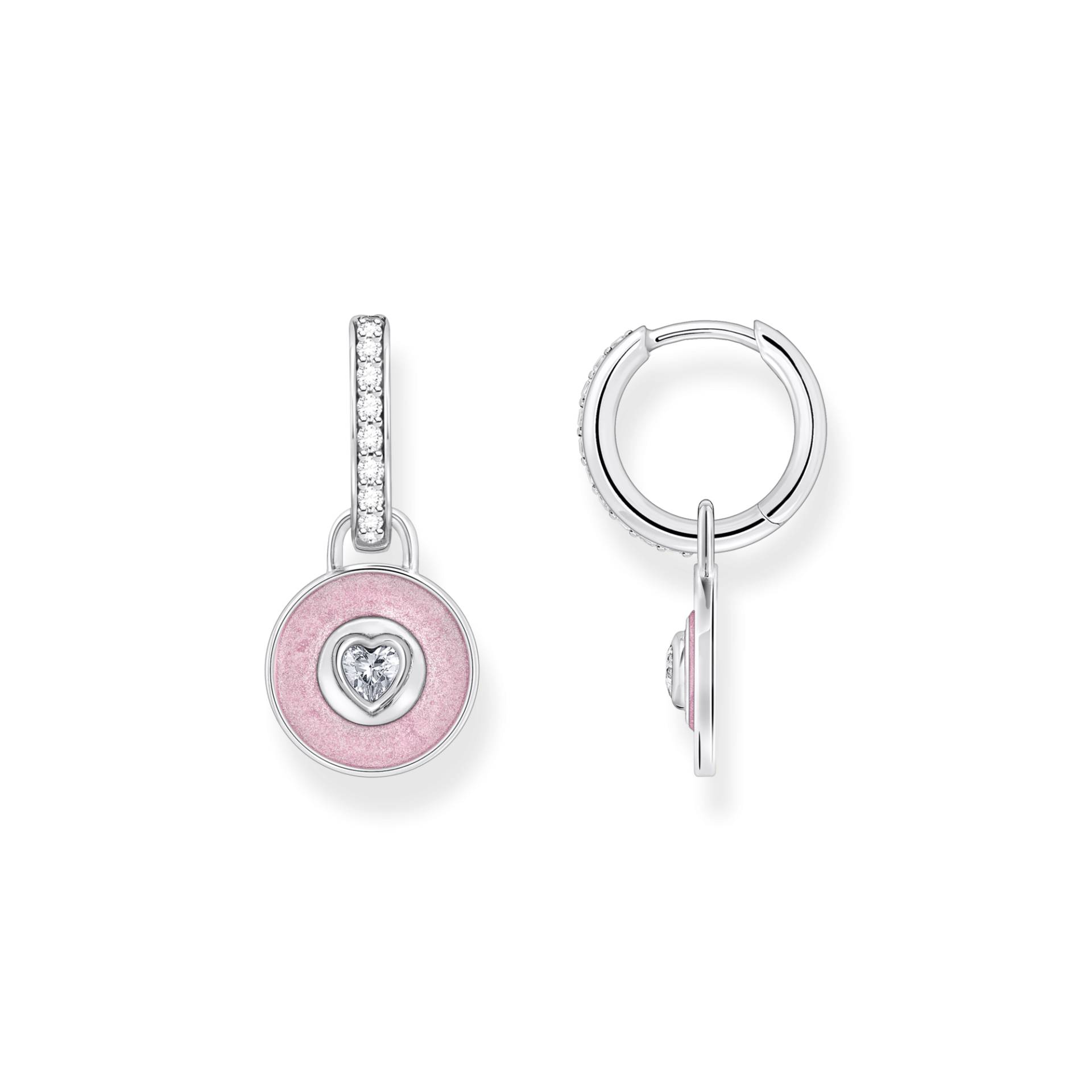 Thomas Sabo Creolen mit Anhänger rosa und Zirkoniabesatz Silber pink CR723-691-9 von Thomas Sabo