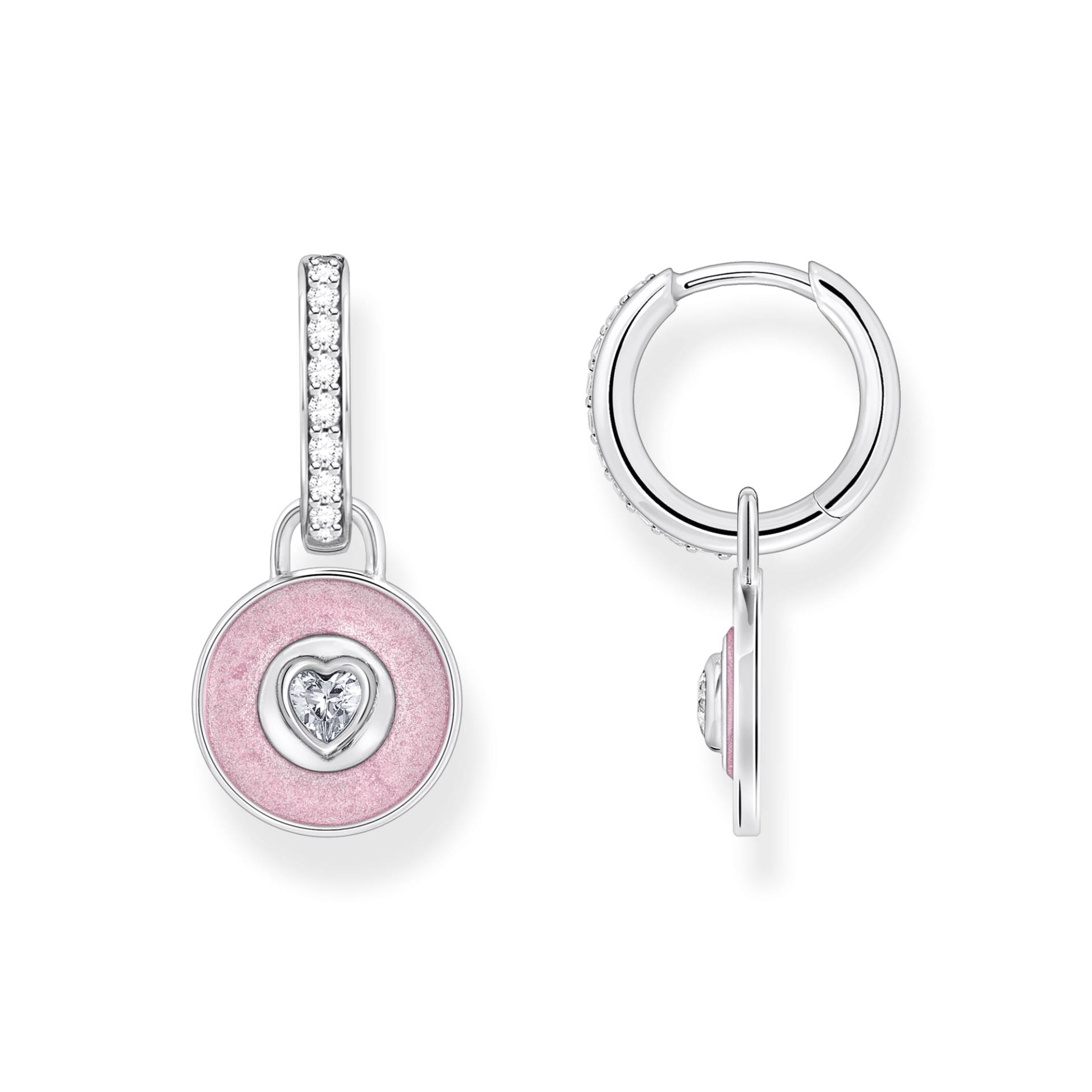 Thomas Sabo Creolen mit Anhänger rosa und Zirkoniabesatz Silber pink CR723-691-9 von Thomas Sabo