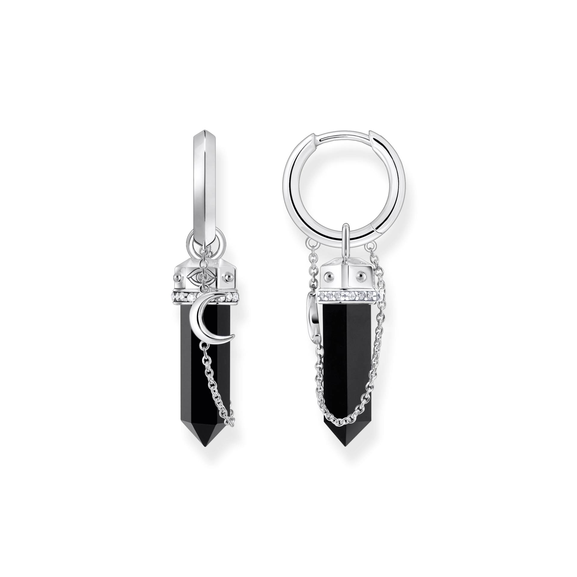 Thomas Sabo Creolen mit Onyx-Anhänger und Kette Silber geschwärzt schwarz CR722-641-11 von Thomas Sabo