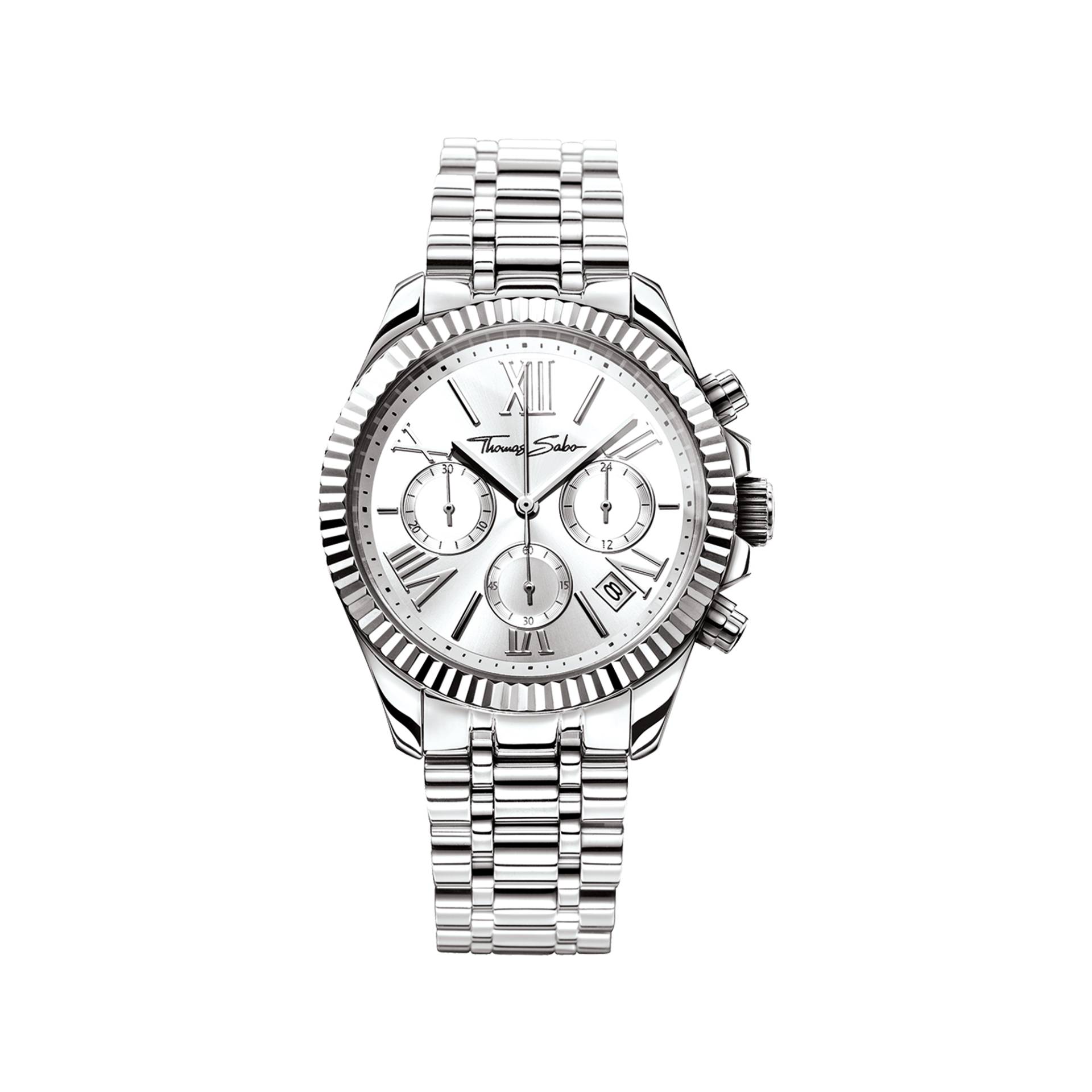 Thomas Sabo Damenuhr Divine Chrono silberfarben WA0253-201-201-38 MM Thomas Sabo Damenuhr Divine Chrono silberfarben WA0253-201-201-38 MM von Thomas Sabo