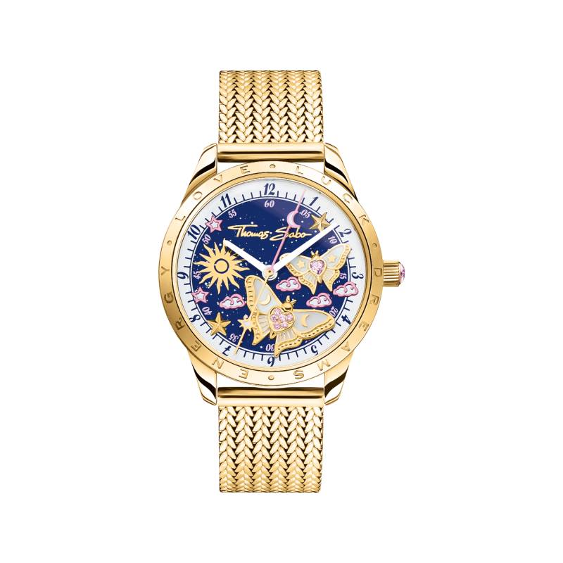 Thomas Sabo Damenuhr mit Schmetterlingen goldfarben gelbgoldfarben WA0430-291-207-33 MM von Thomas Sabo