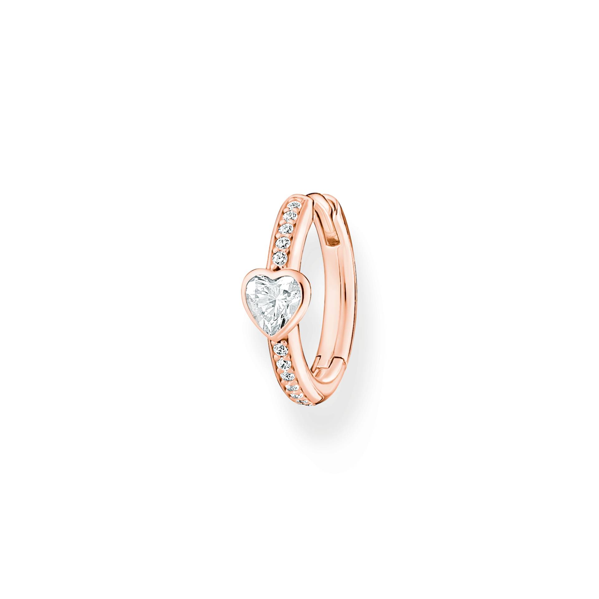 Thomas Sabo Einzel Creole mit Herz und weiße Steine roségold weiß CR692-416-14 von Thomas Sabo