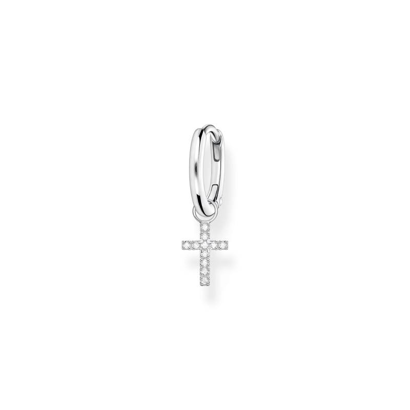 Thomas Sabo Einzel Creole mit Kreuz Anhänger silber weiß CR709-051-14 von Thomas Sabo