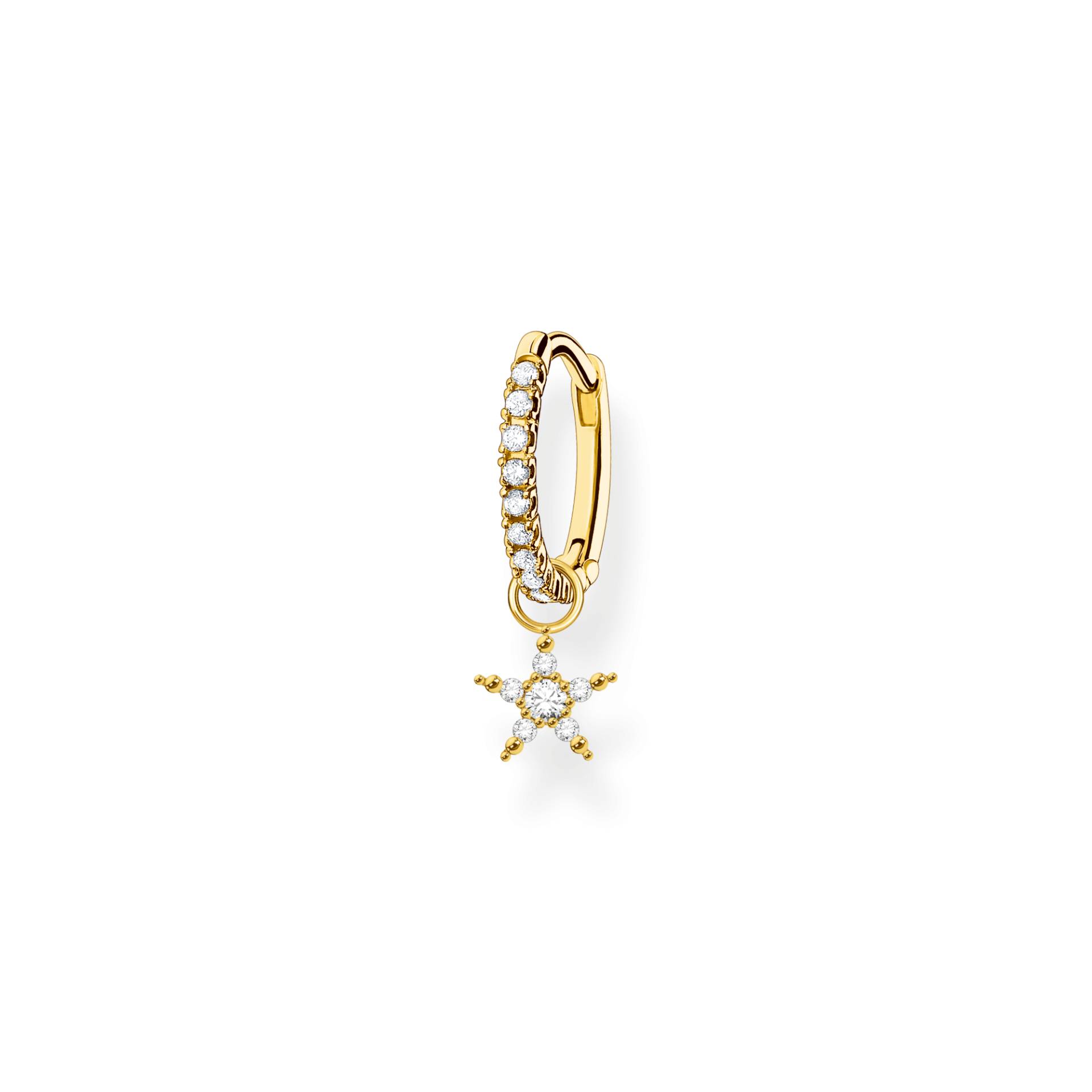 Thomas Sabo Einzel Creole mit Stern Anhänger gold weiß CR707-414-14 von Thomas Sabo