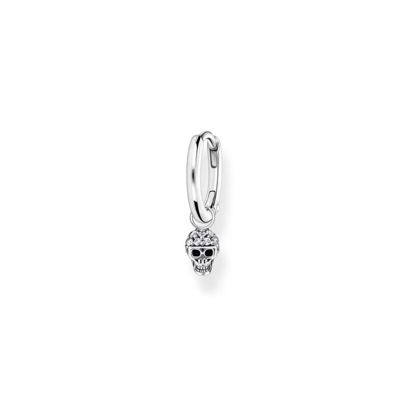 Thomas Sabo Einzel Creole mit Totenkopf Anhänger silber weiß CR706-643-14 von Thomas Sabo