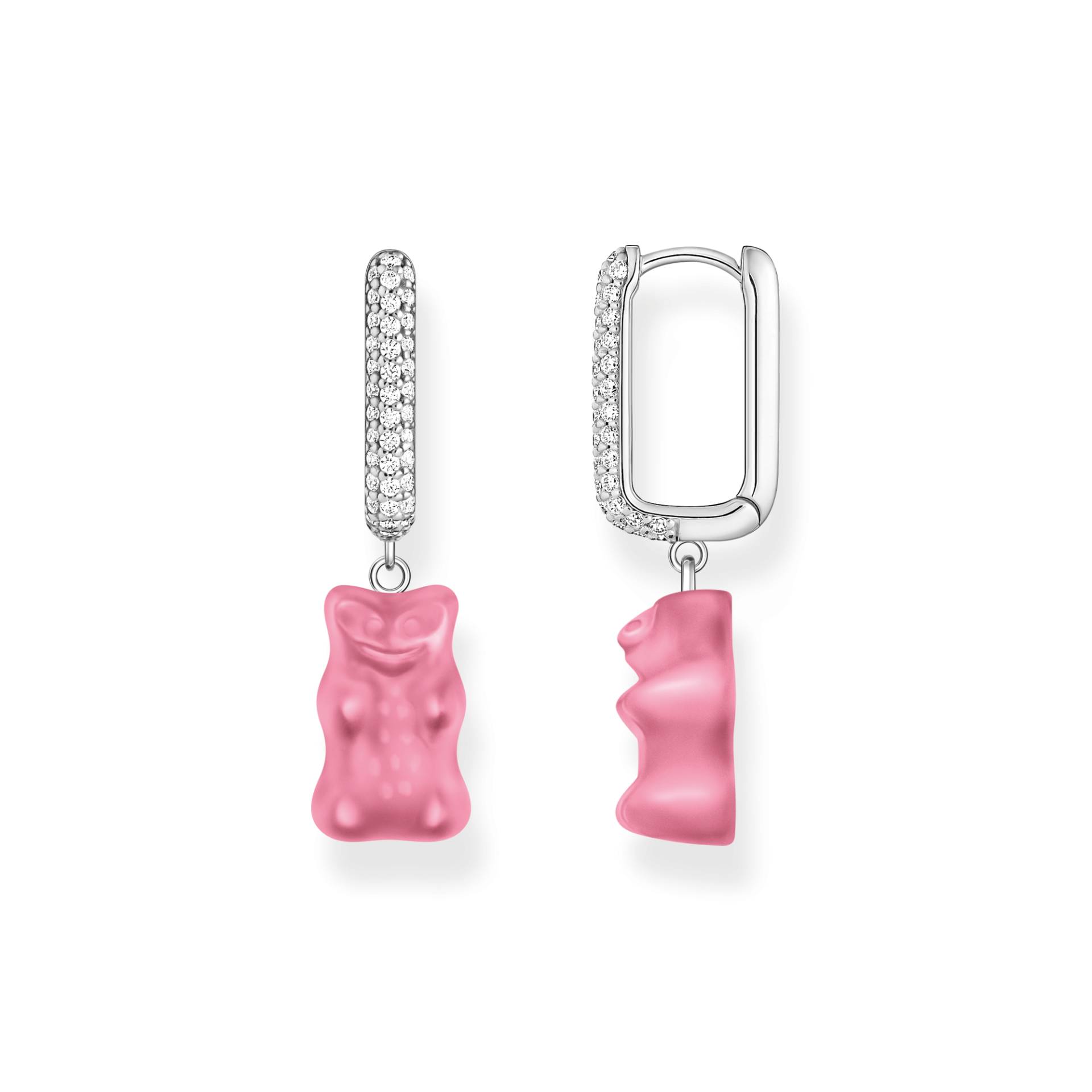 Thomas Sabo Einzel-Creole mit pinkem Goldbären-Anhänger in Midiversion und Steinen Silber pink CR727-052-9 von Thomas Sabo