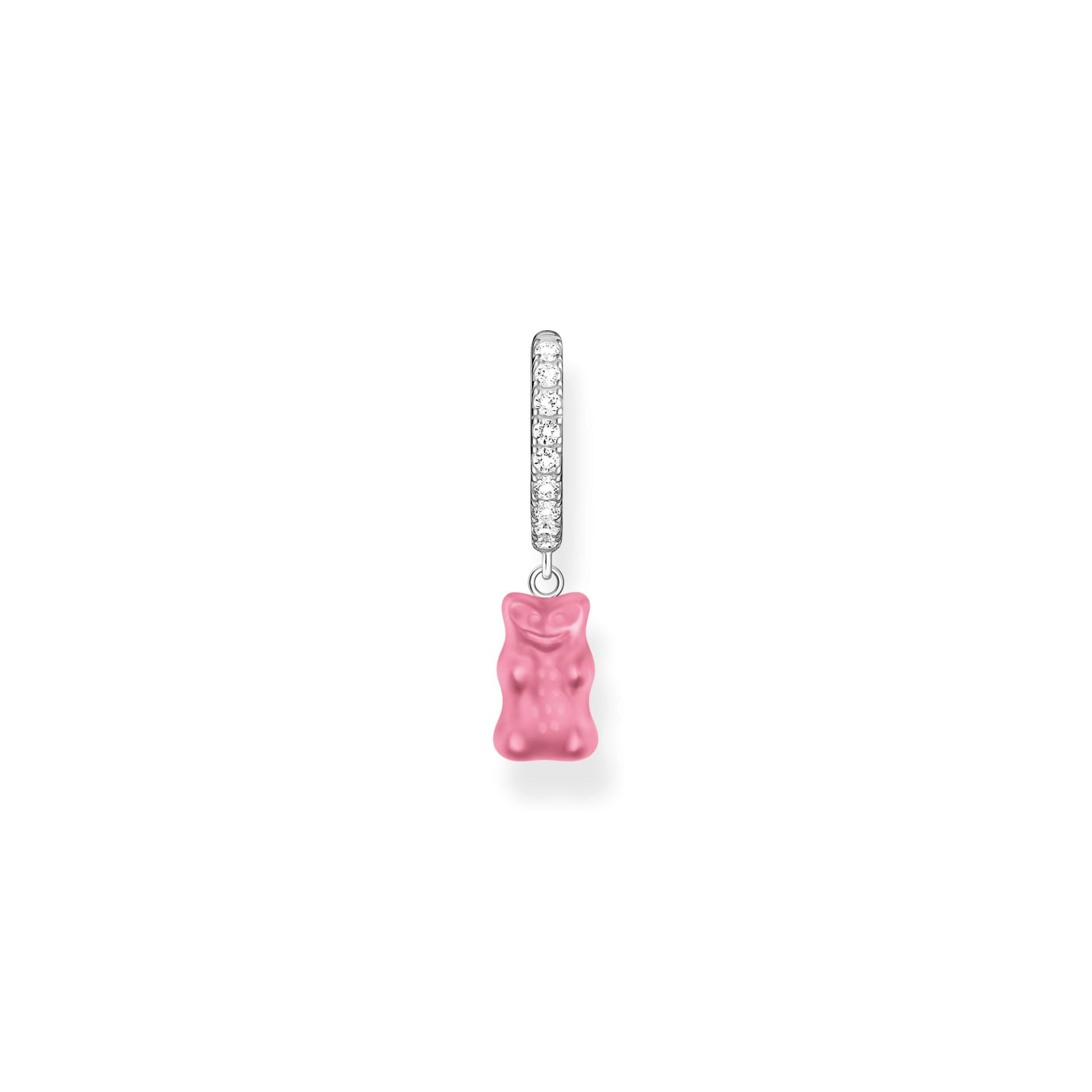 Thomas Sabo Einzel-Creole mit pinkem Goldbären-Anhänger und Steinen Silber pink CR726-052-9 von Thomas Sabo