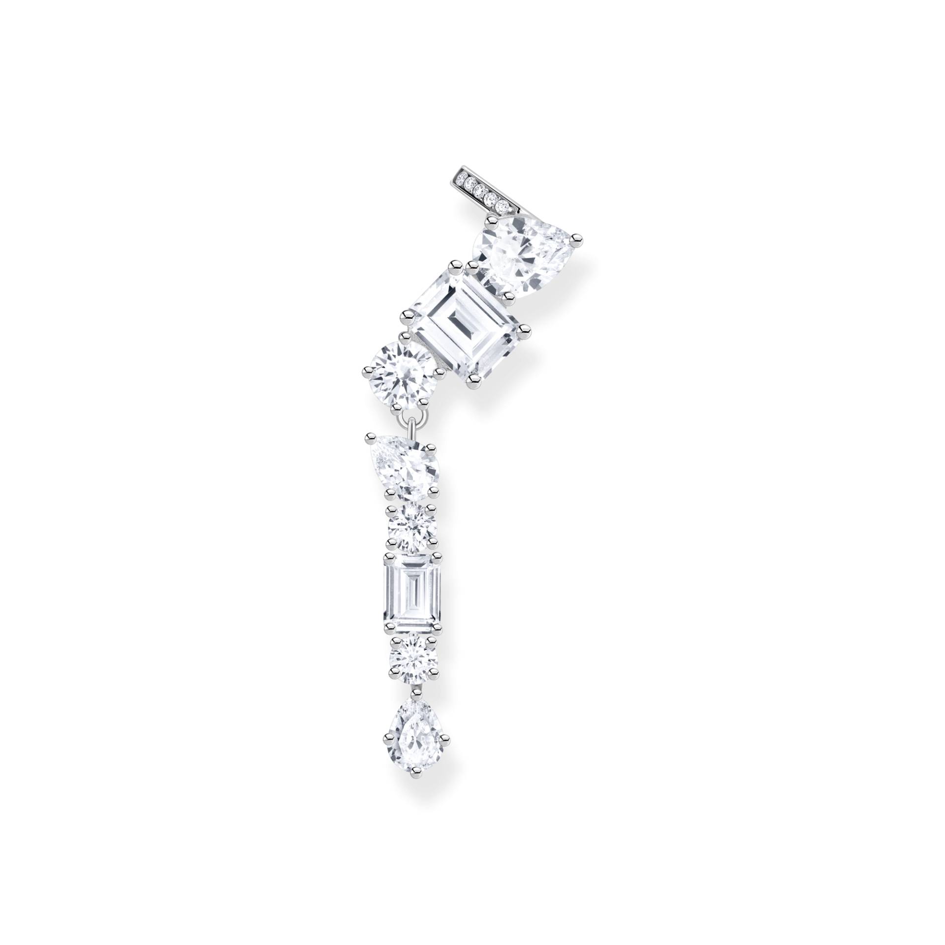 Thomas Sabo Einzelohrstecker im Earclimber-Stil mit weißen Steinen Silber weiß H2280-051-14 von Thomas Sabo