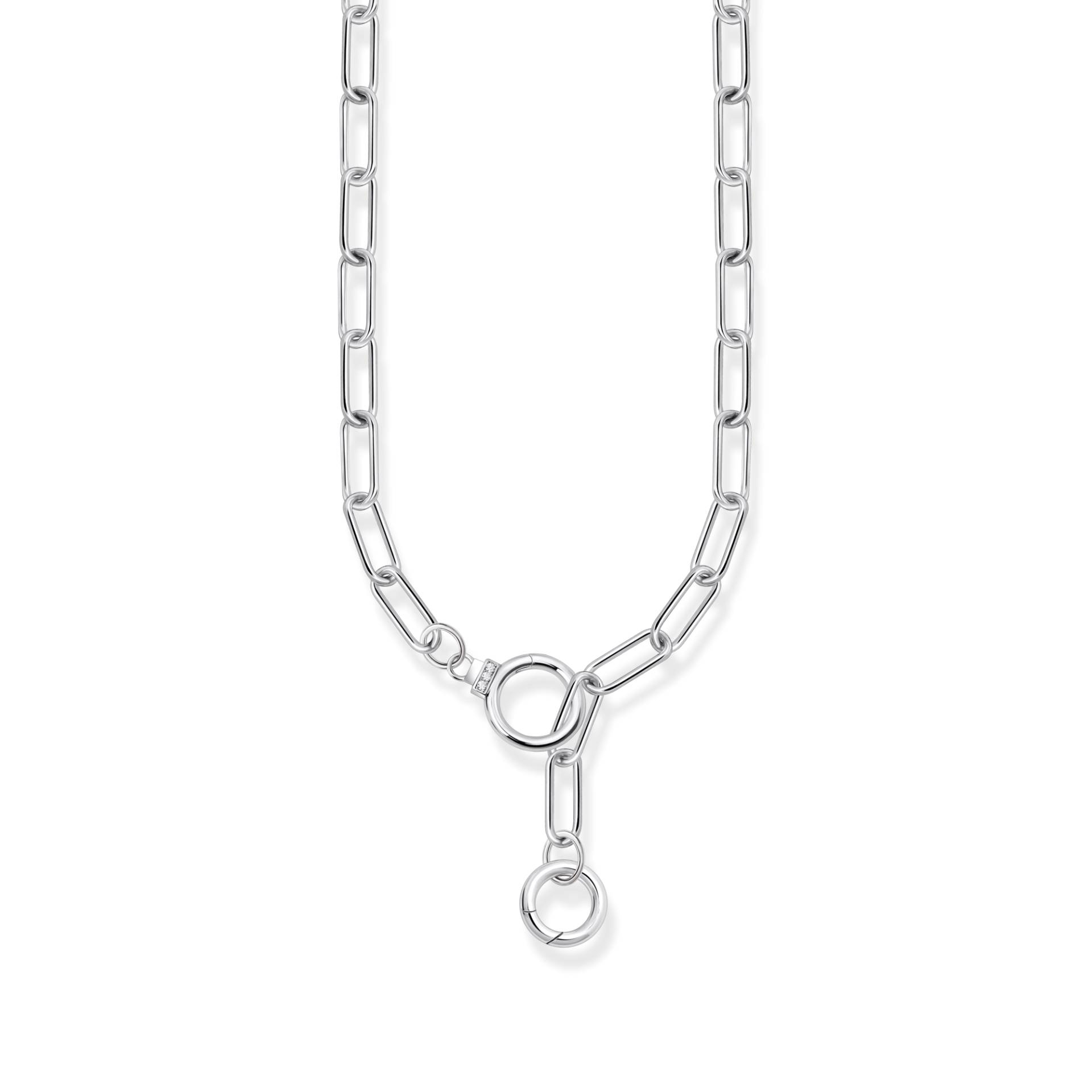 Thomas Sabo Gliederkette mit zwei Ringverschlüssen und weißen Steinen Silber weiß KE2192-051-14-L47 von Thomas Sabo