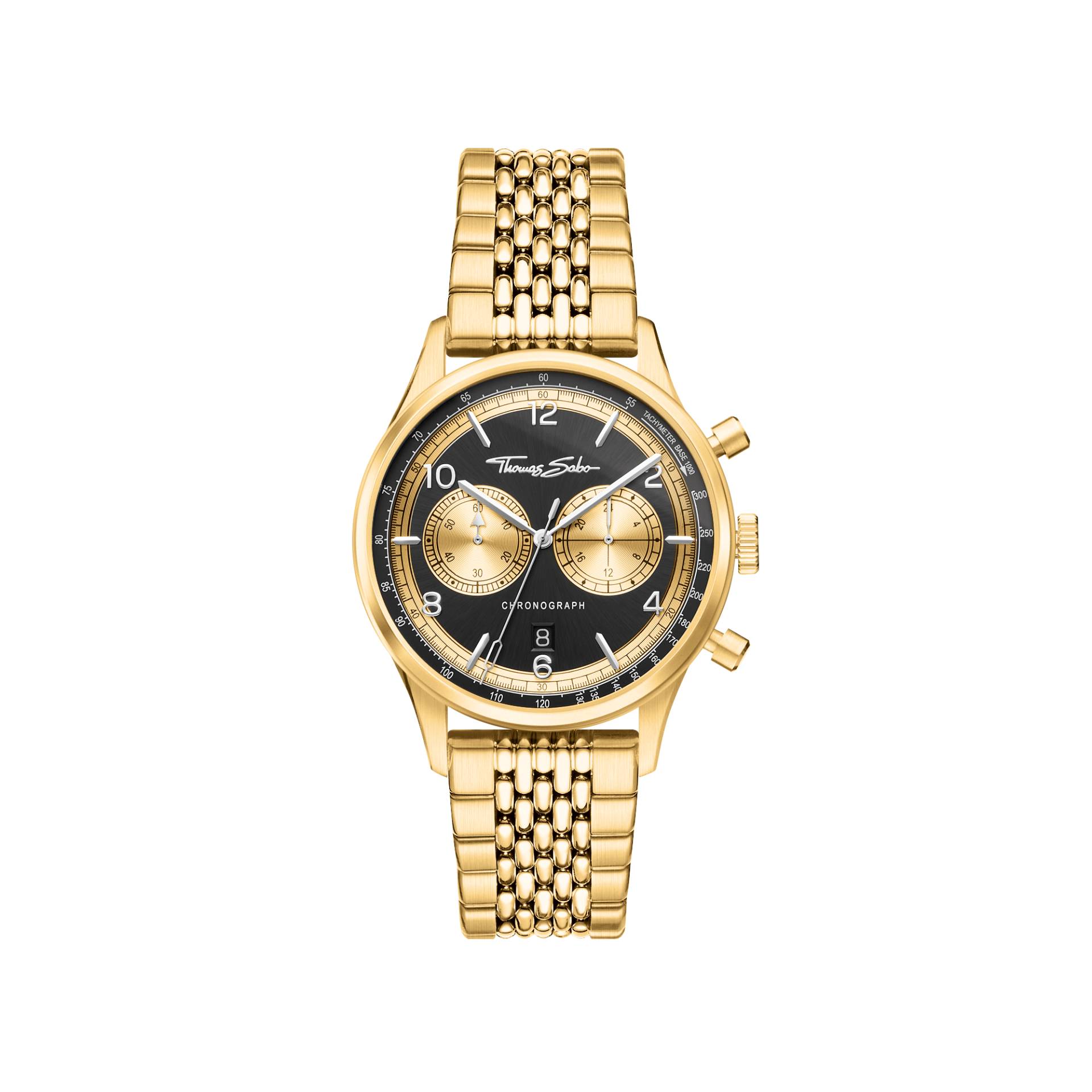 Thomas Sabo Herrenuhr Rebel at Heart Chronograph gold schwarz schwarz WA0376-264-203-40 MM von Thomas Sabo