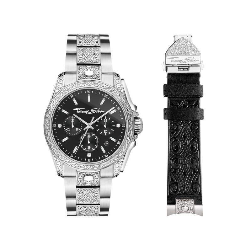 Thomas Sabo Herrenuhr Rebel at Heart Chronograph silber schwarz SET_WA0386-201-203-41 MM von Thomas Sabo