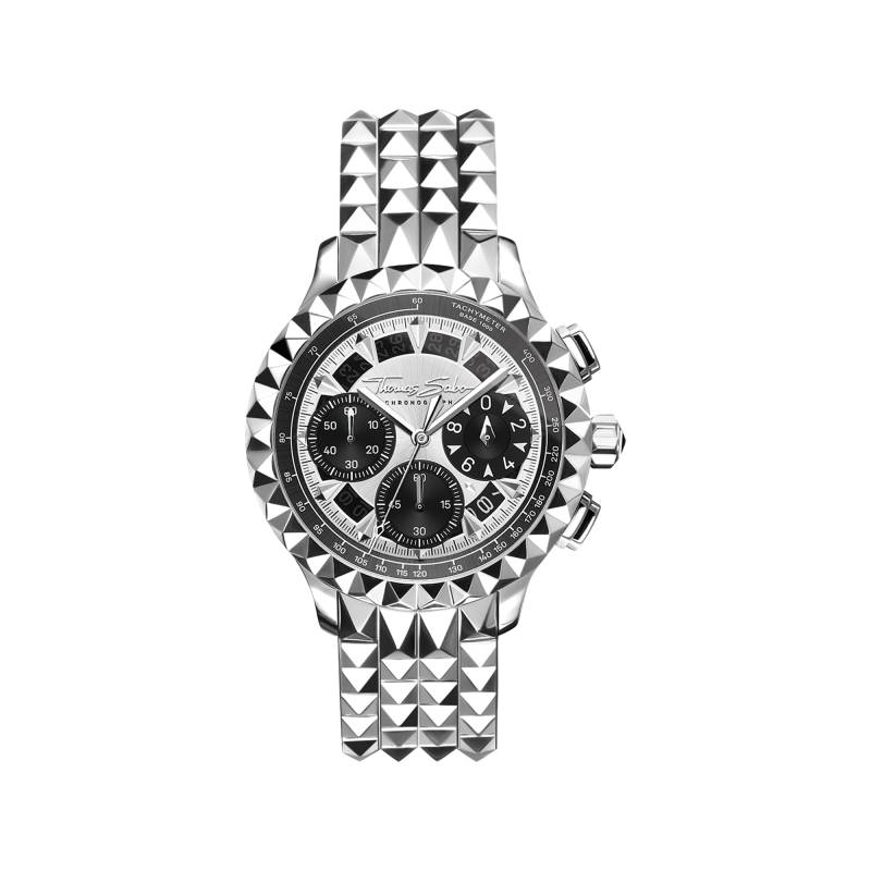 Thomas Sabo Herrenuhr Rebel at Heart Chronograph silber schwarz bicolor silberfarben WA0408-201-201-43 MM von Thomas Sabo