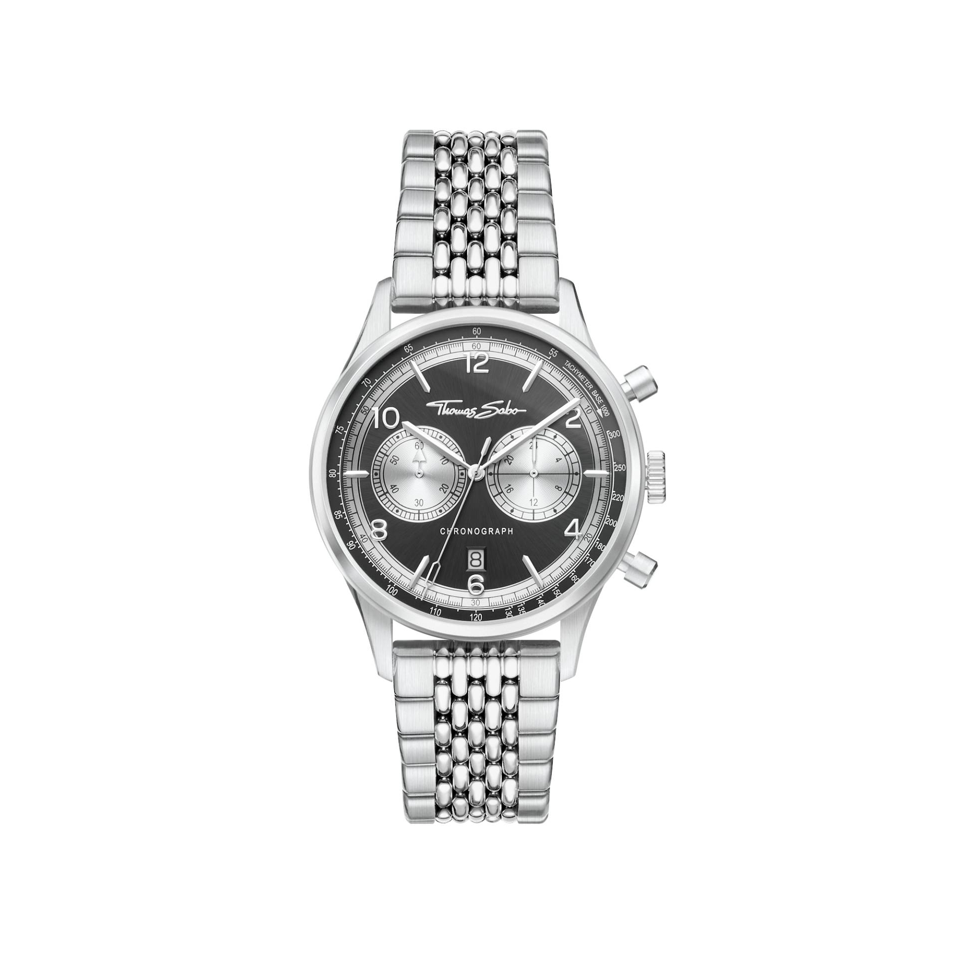 Thomas Sabo Herrenuhr Rebel at Heart Chronograph silber schwarz schwarz WA0375-201-203-40 MM von Thomas Sabo