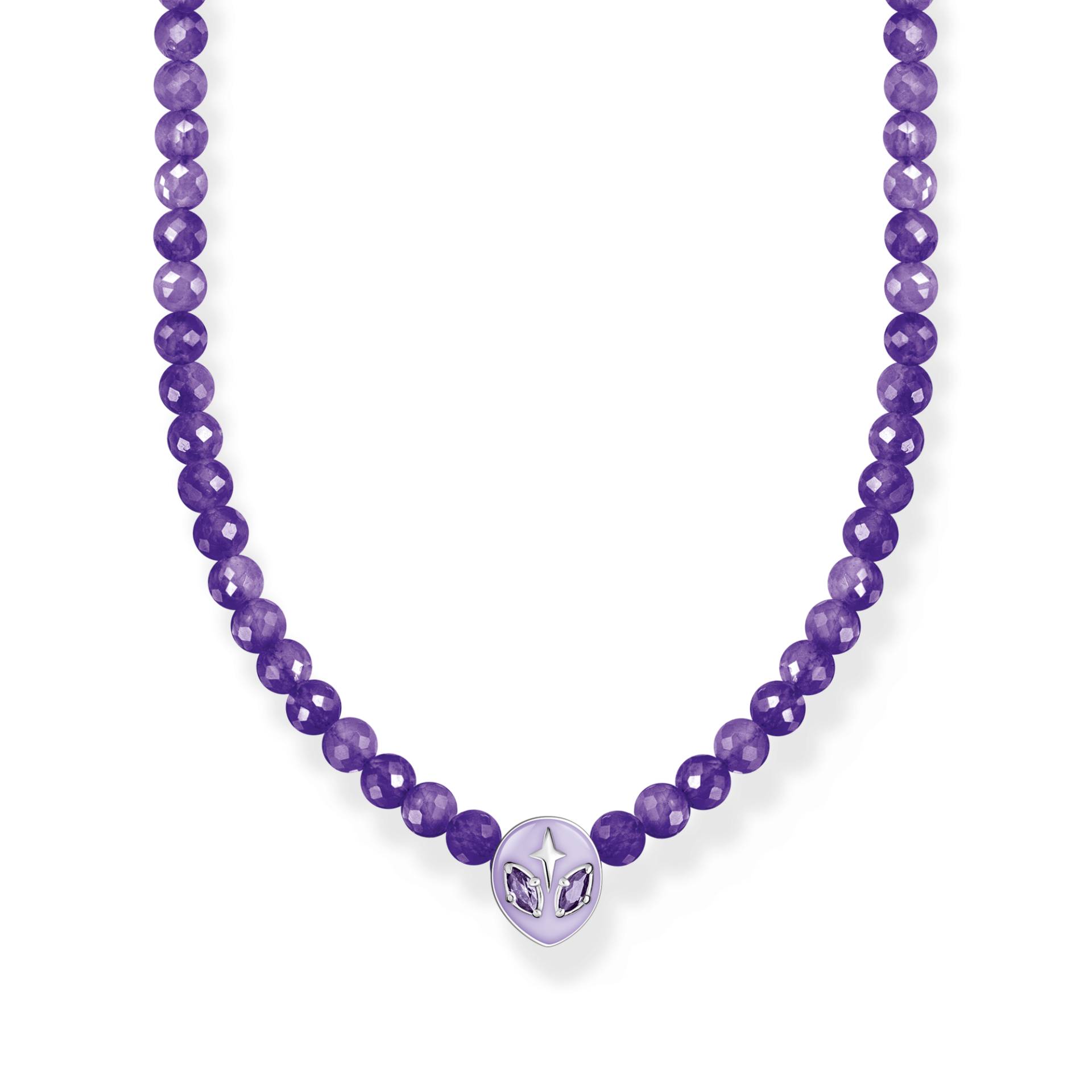 Thomas Sabo Kette Beads mit Alienkopf und violetter Kaltemaille Silber violett KE2199-041-13-L42V von Thomas Sabo