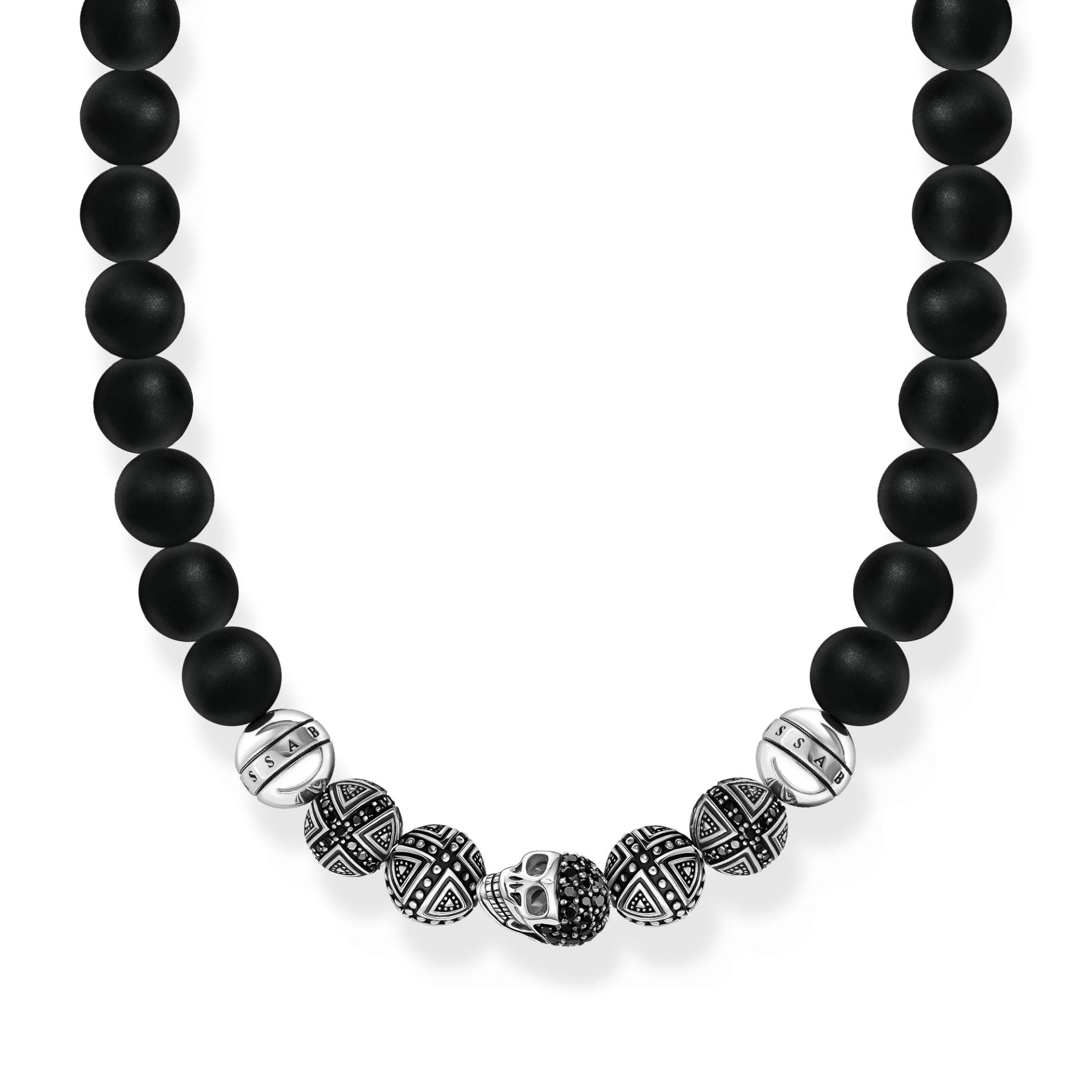 Thomas Sabo Kette Obsidian mit Totenkopf und Kreuzen Silber schwarz KE1100-159-11-L70 von Thomas Sabo