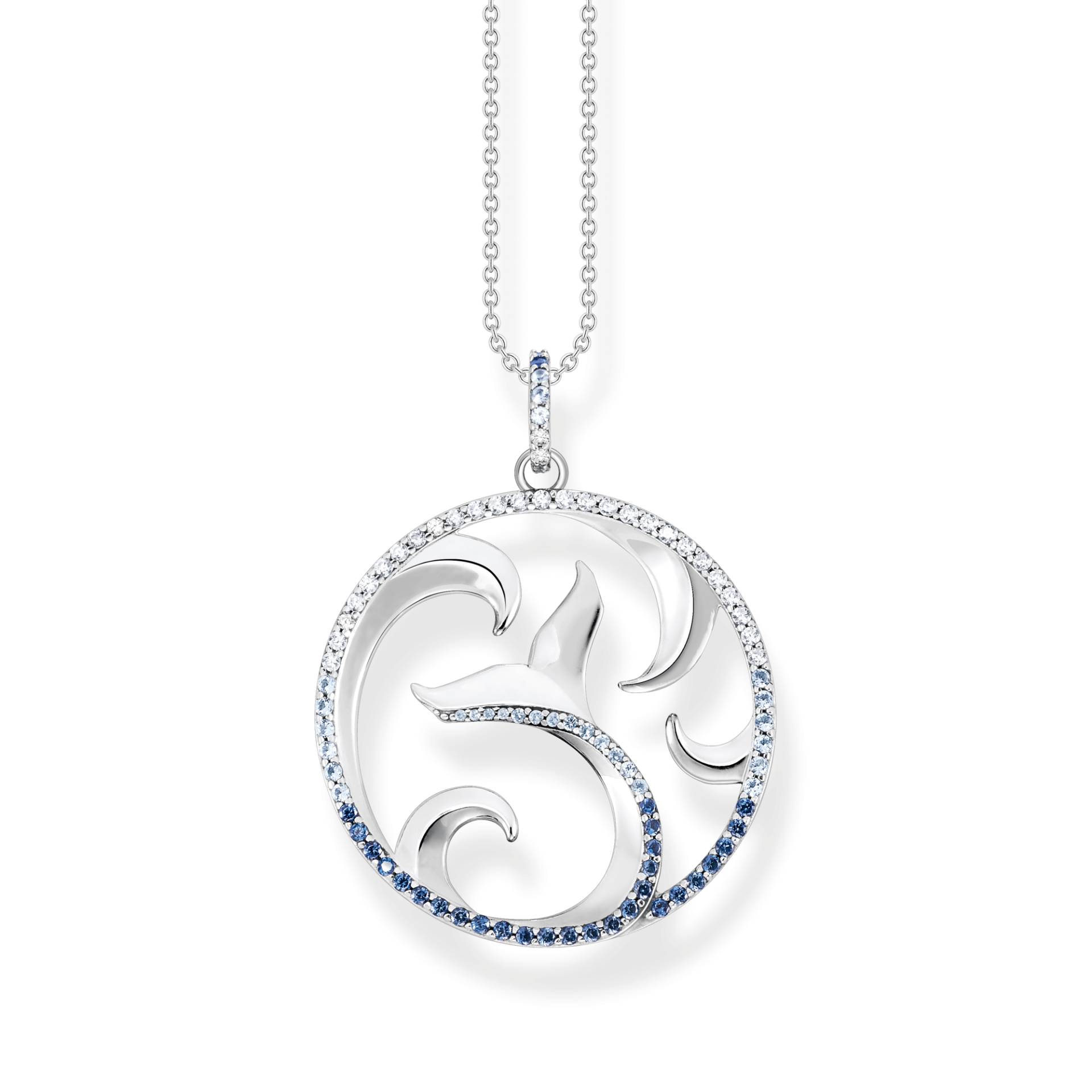 Thomas Sabo Kette Schwanzflosse und Welle mit blauen Steinen blau KE2145-644-1-L50V von Thomas Sabo