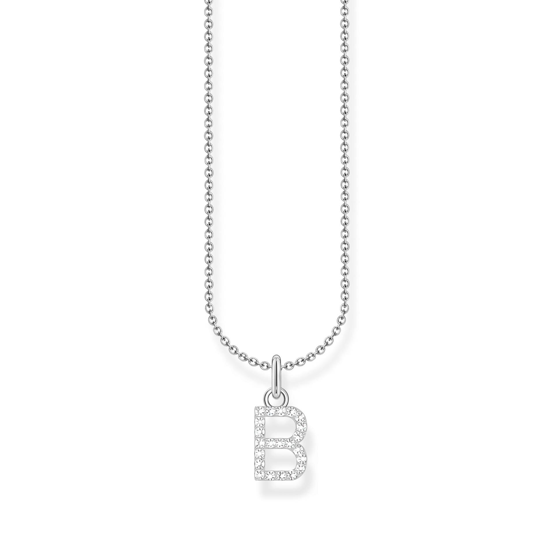 Thomas Sabo Kette mit Buchstaben-Anhänger B Silber weiß KE2241-051-14-L45V von Thomas Sabo