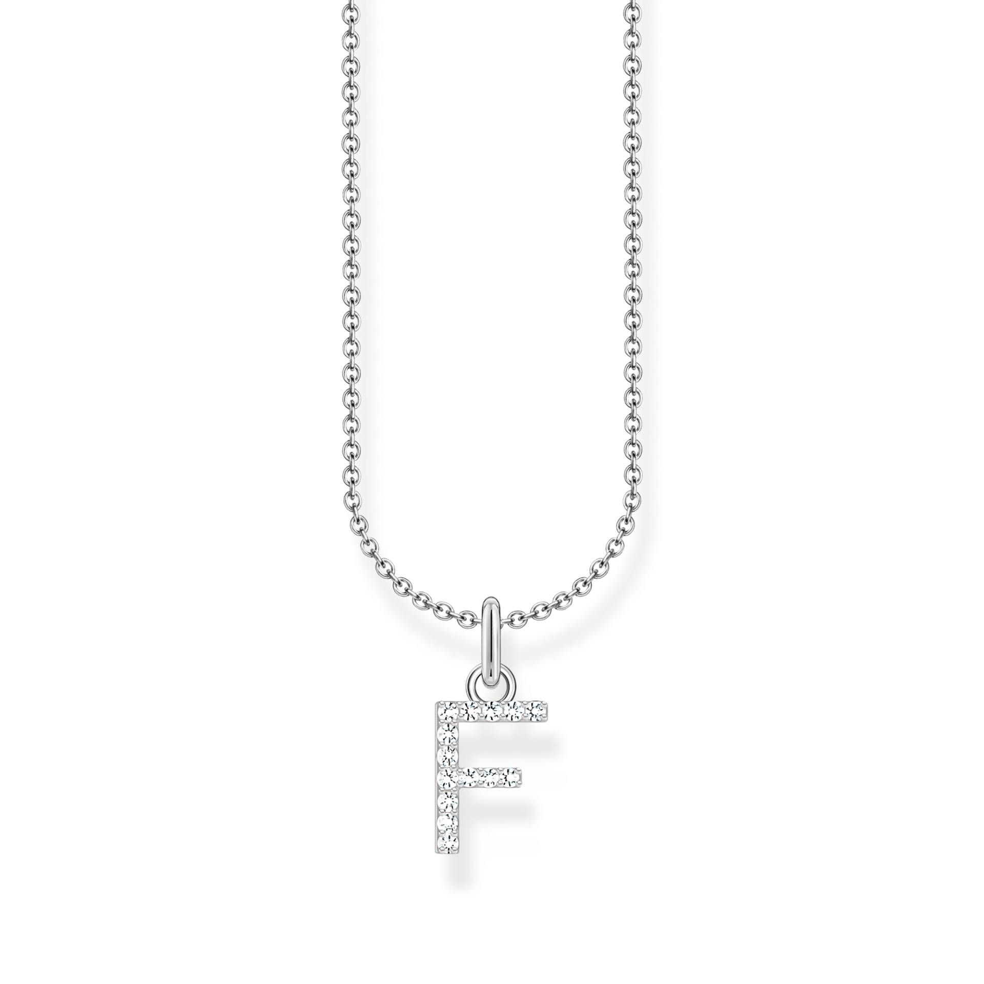 Thomas Sabo Kette mit Buchstaben-Anhänger F Silber weiß KE2245-051-14-L45V von Thomas Sabo