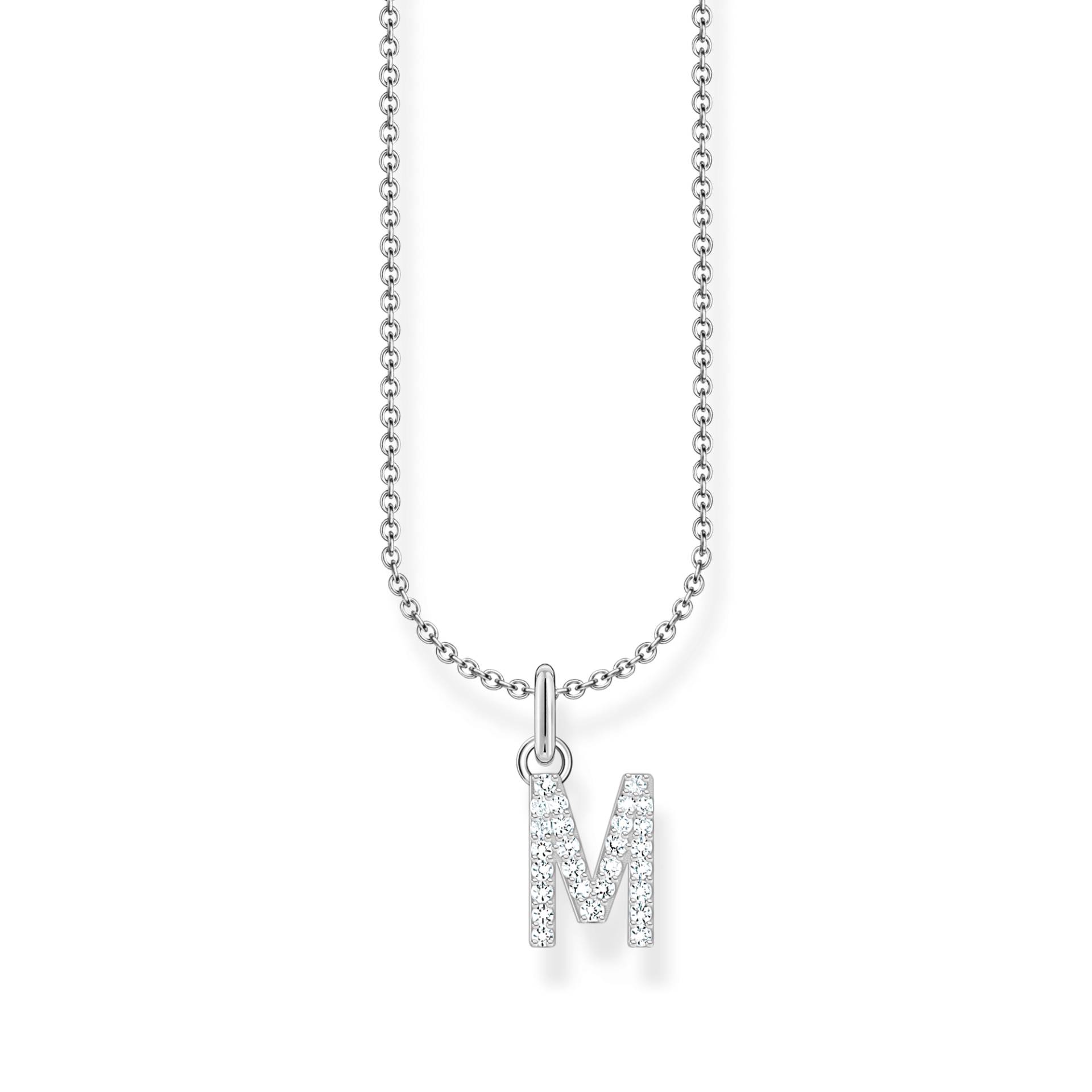 Thomas Sabo Kette mit Buchstaben-Anhänger M Silber weiß KE2252-051-14-L45V von Thomas Sabo