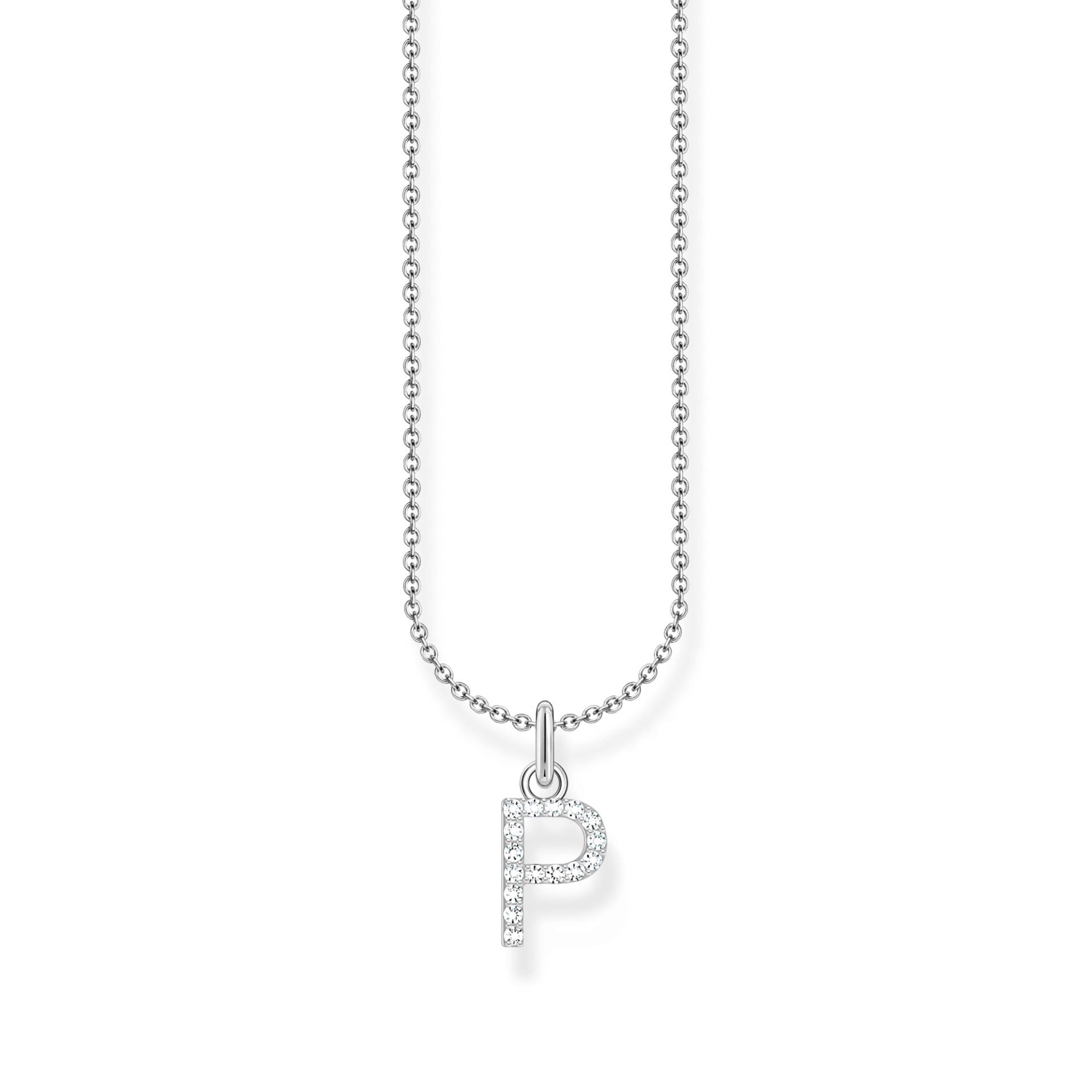 Thomas Sabo Kette mit Buchstaben-Anhänger P Silber weiß KE2255-051-14-L45V von Thomas Sabo