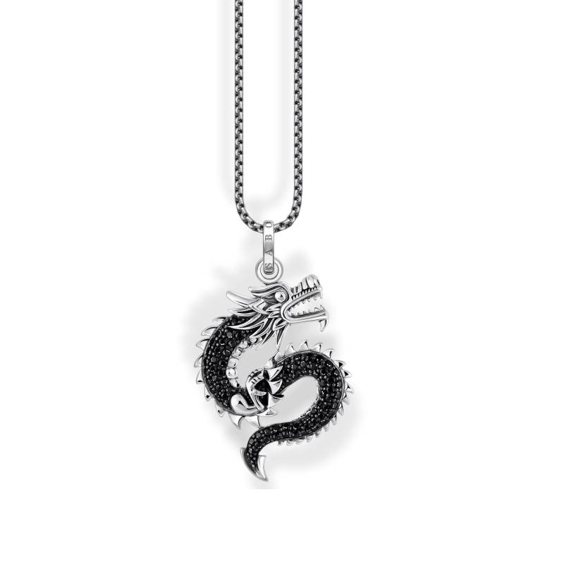 Thomas Sabo Kette mit Drachen-Anhänger und schwarzen Steinen Silber schwarz KE2273-643-11-L50V von Thomas Sabo