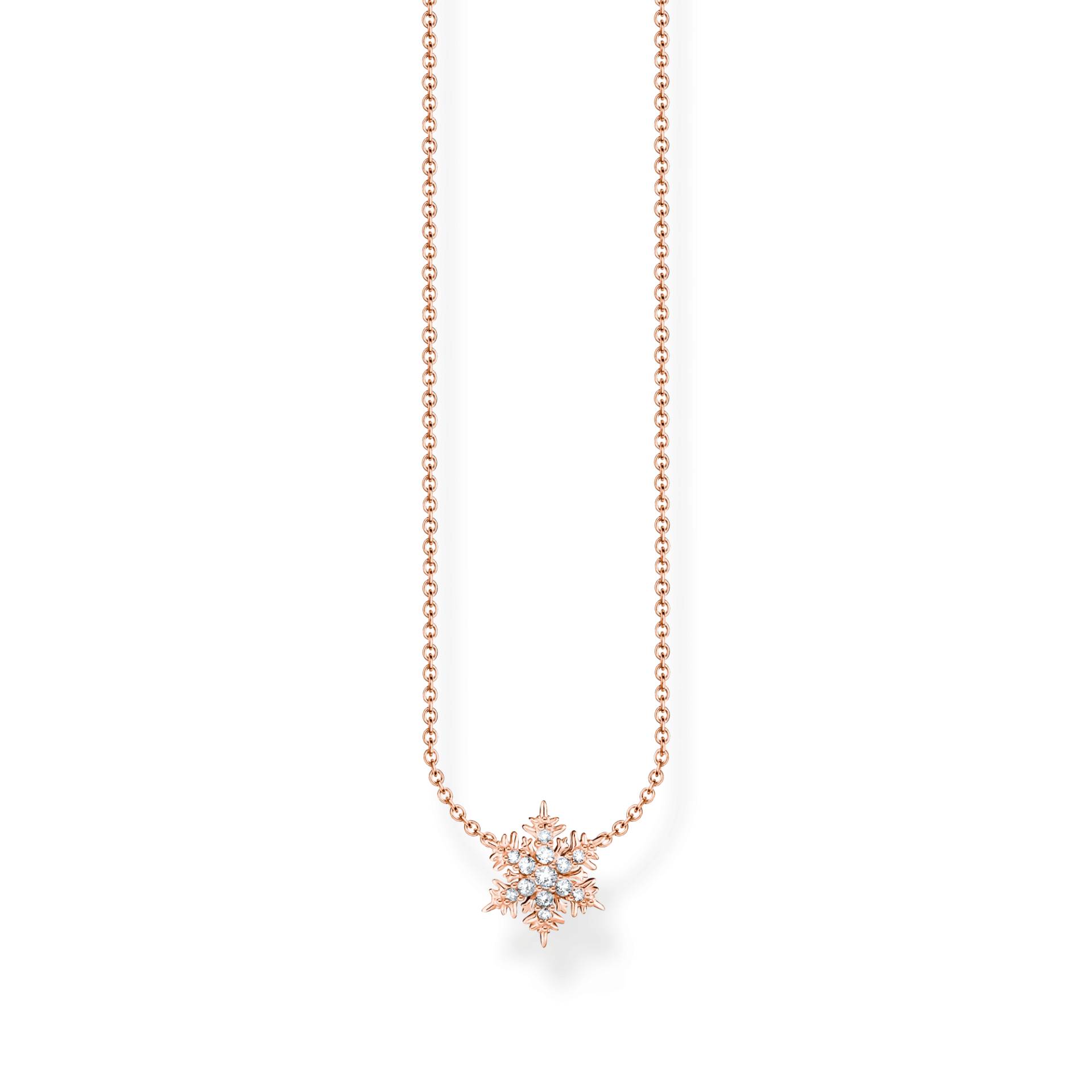 Thomas Sabo Kette mit Schneeflocke und weißem Steinbesatz rosévergoldet weiß KE2286-416-14-L45V von Thomas Sabo