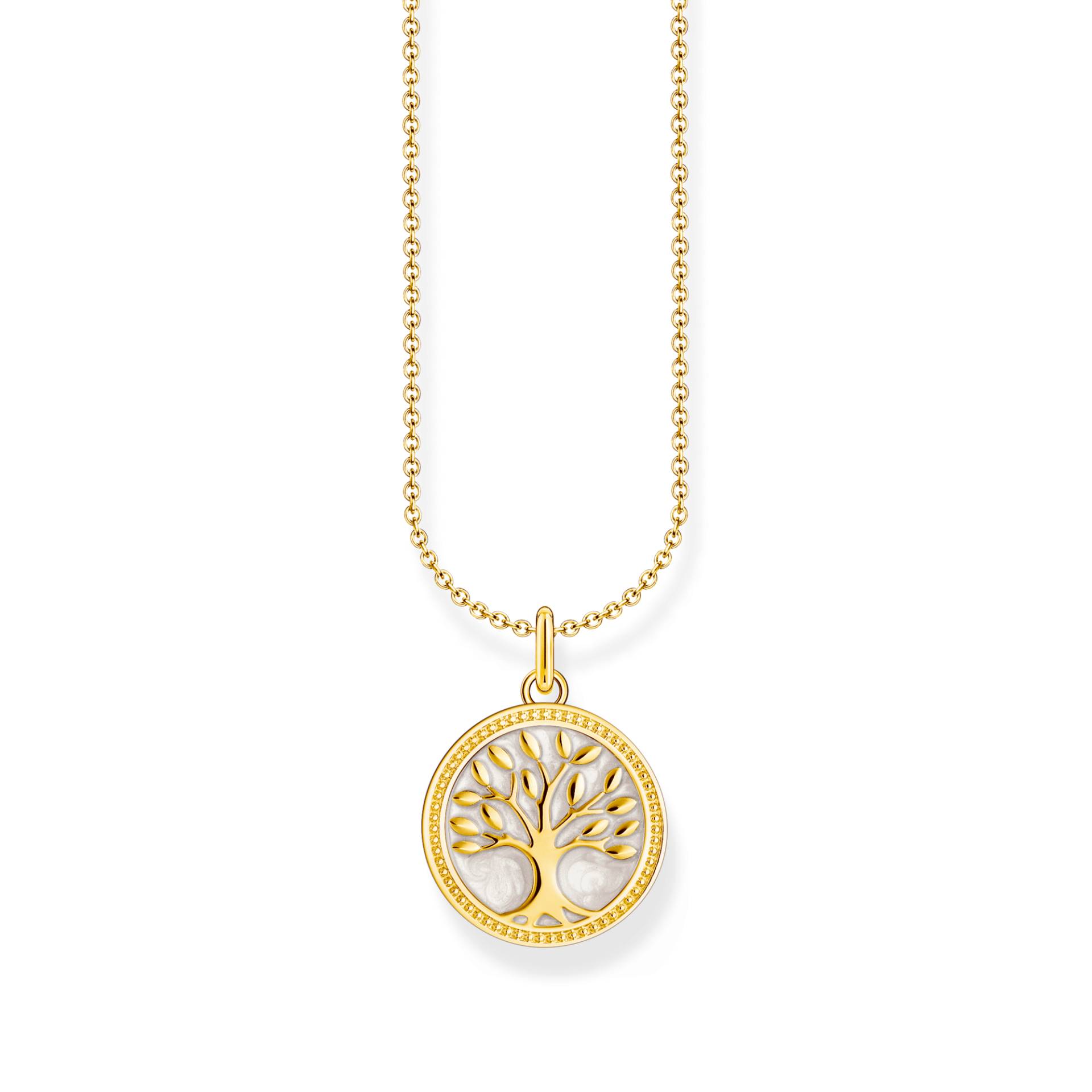 Thomas Sabo Kette mit Tree-of-Love-Anhänger und weißer Emaille vergoldet gelbgoldfarben KE2220-427-39-L45V von Thomas Sabo