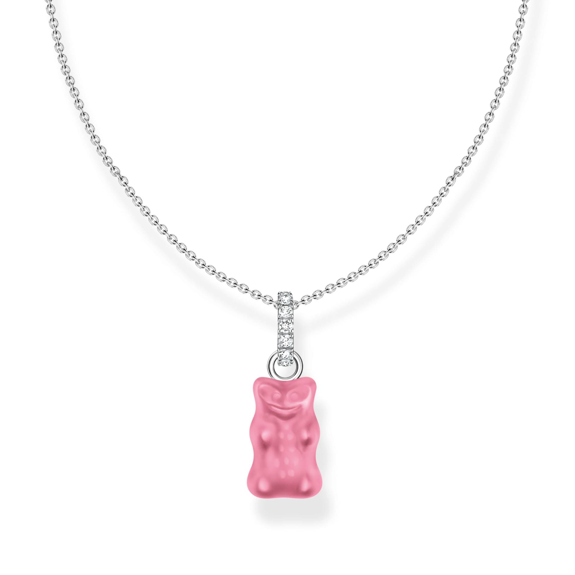 Thomas Sabo Kette mit pinkem Goldbären-Anhänger und Steinen Silber pink KE2209-052-9-L45V von Thomas Sabo