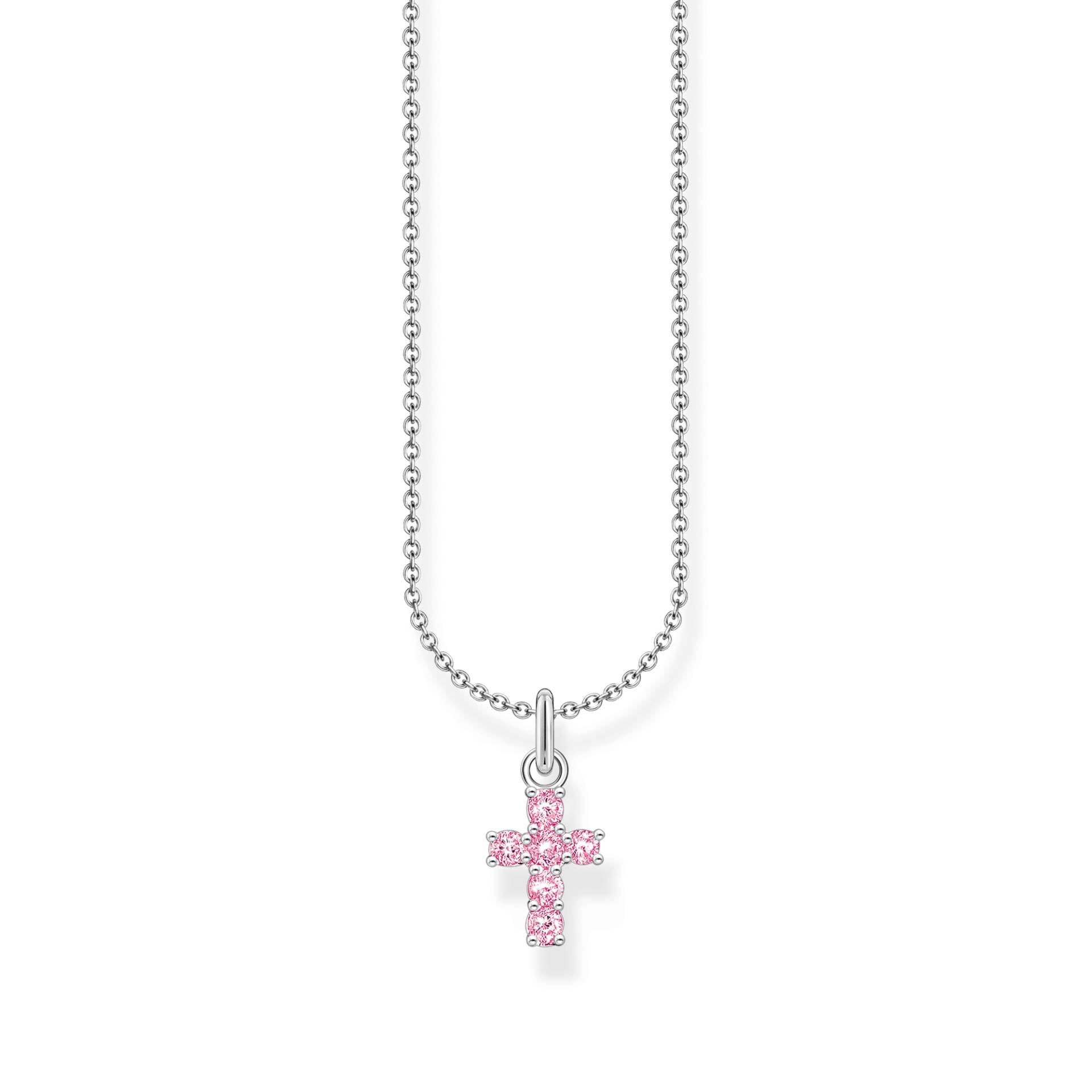 Thomas Sabo Kette mit rosafarbenem Kreuz-Anhänger Silber pink KE2226-051-9-L45V von Thomas Sabo