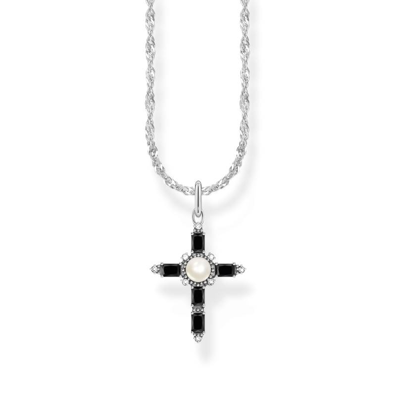 Thomas Sabo Kette mit schwarzem Kreuzanhänger Cross Romance Silber schwarz KE2296-167-11-L45V von Thomas Sabo