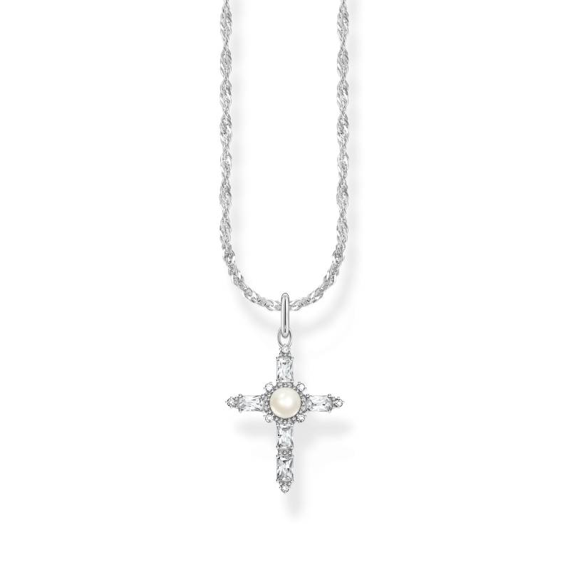 Thomas Sabo Kette mit weißem Kreuzanhänger Cross Romance Silber weiß KE2296-167-14-L45V von Thomas Sabo